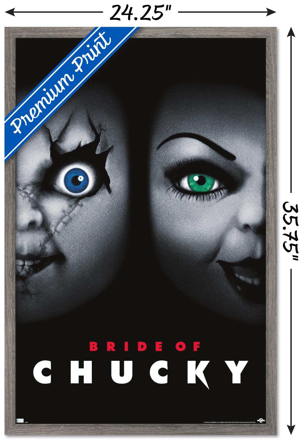 Trends International Child'S Play: Bride Of Chucky - One Sheet Wall Poster, 22.375'' X 34'', Barnwood Framed Version