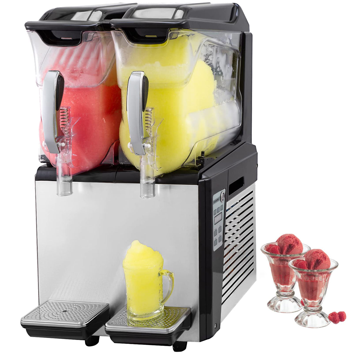 Vevor Frozen Drink Machine, 10Lx2 Tanks Commercial Slushy Machine, 900W Slush Drink Maker, Perfect For Restaurants Cafes Bars