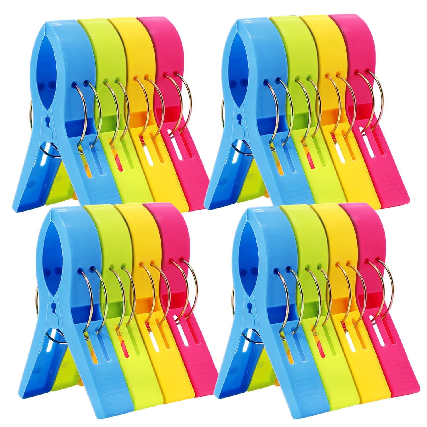 16 Pack Beach Chair Towel Clips-Cruise Essentials, Pool Chair Clips Large Hanging Clip Clamps Beach Towel Holder Clothes Pegs to