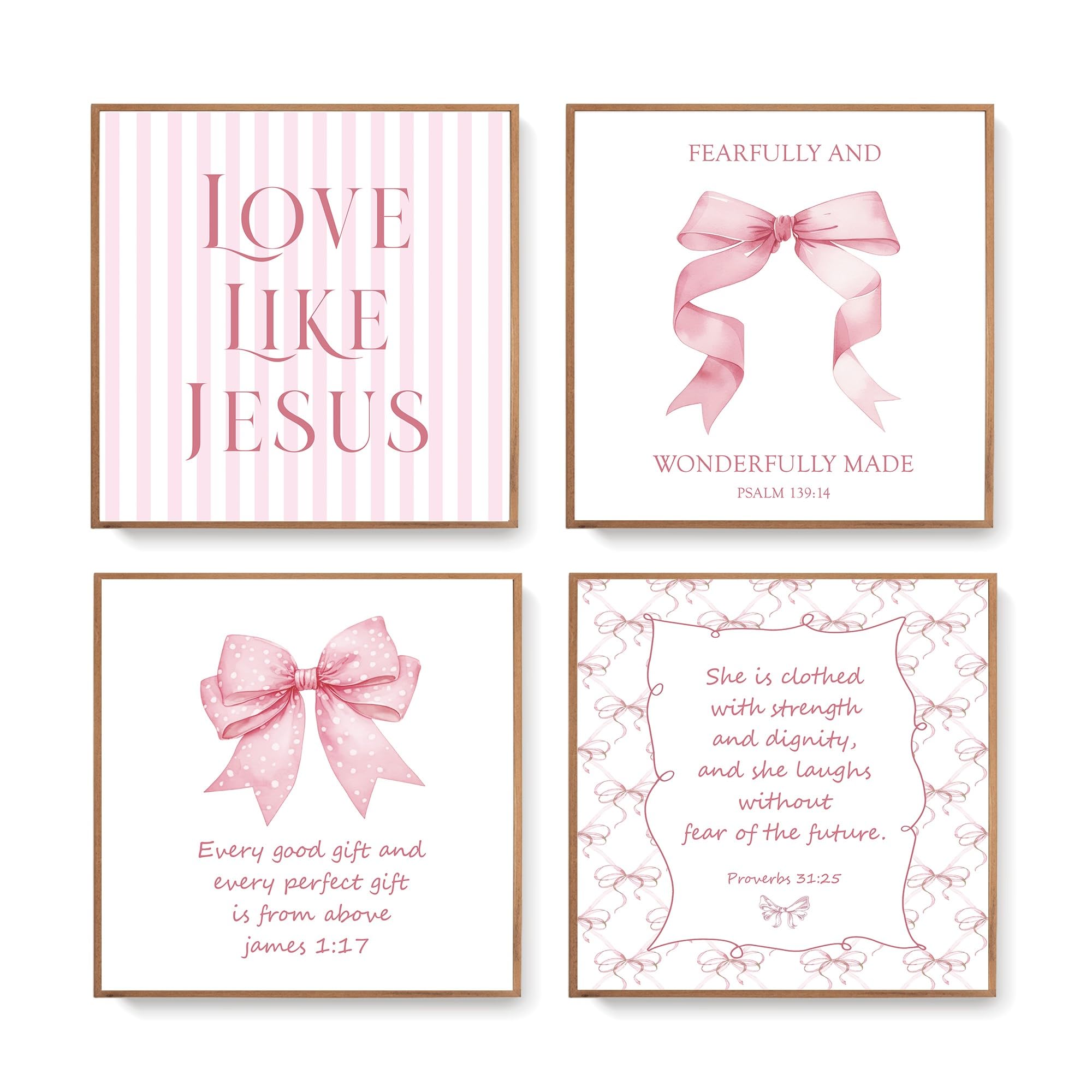 Lartsfro Coquette Pink Bow Jesus Wall Art Decor Posters, Pink Bow Room Bedroom Bathroom Wall Art Decor Aesthetic For Teen Girls 