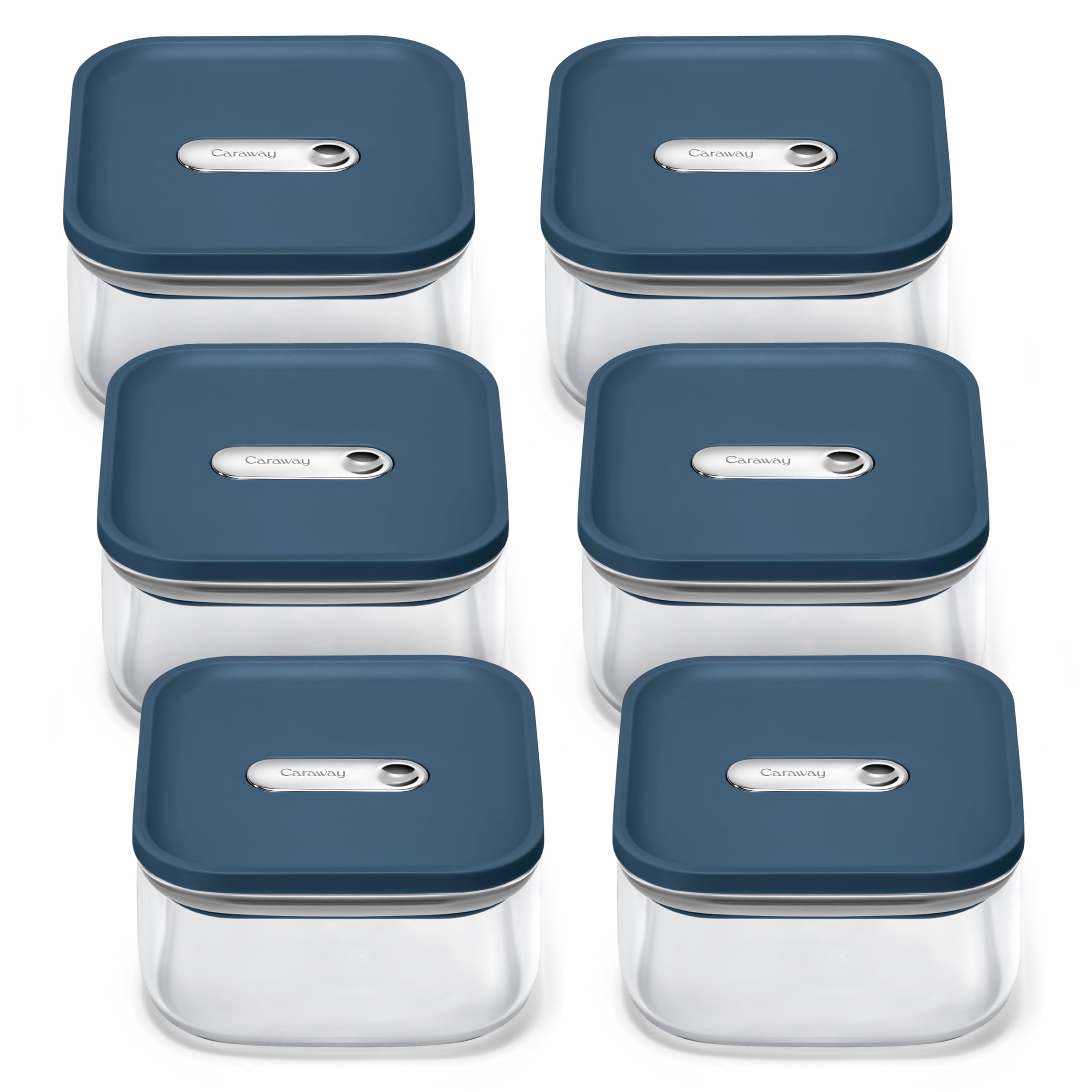 Caraway 1qt Glass Airtight Food Storage Containers with Lids - Non-Toxic, BPA-Free Kitchen Storage Container - Stackable, Space-