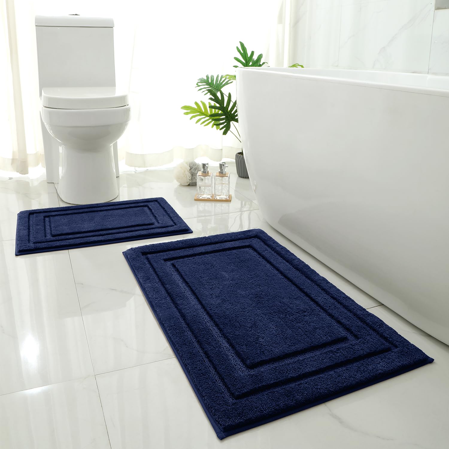 Homeideas Bathroom Rugs Sets 2 Piece, Super Soft And Absorbent Non Slip Microfiber Machine Washable Bath Mat Set (20'' X 32'' +