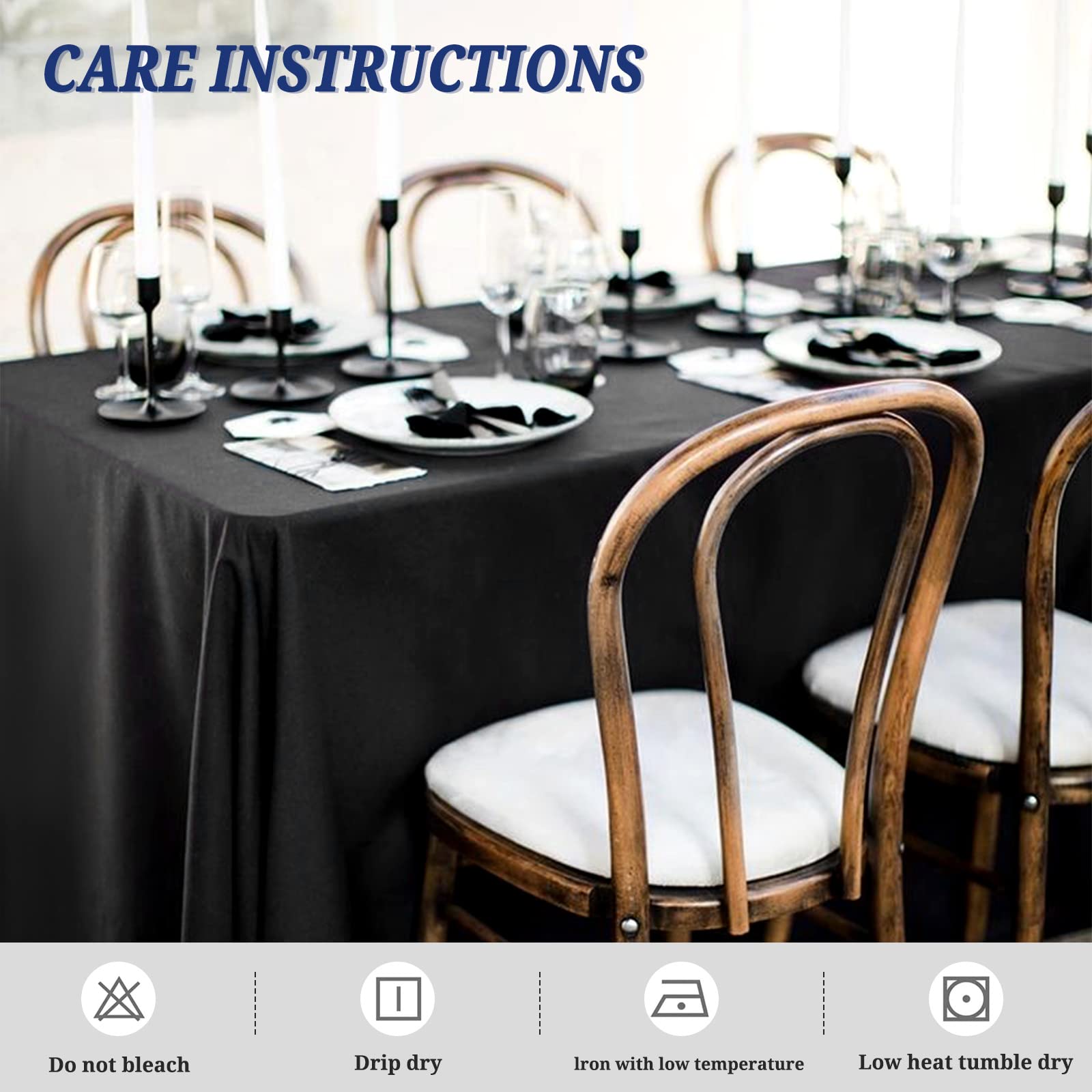 Pesonlook 6Pack Black Polyester Tablecloths 60 X 126 Inch For 8Ft Rectangle Tables Polyester Table Cover Stain And Wrinkle Resis