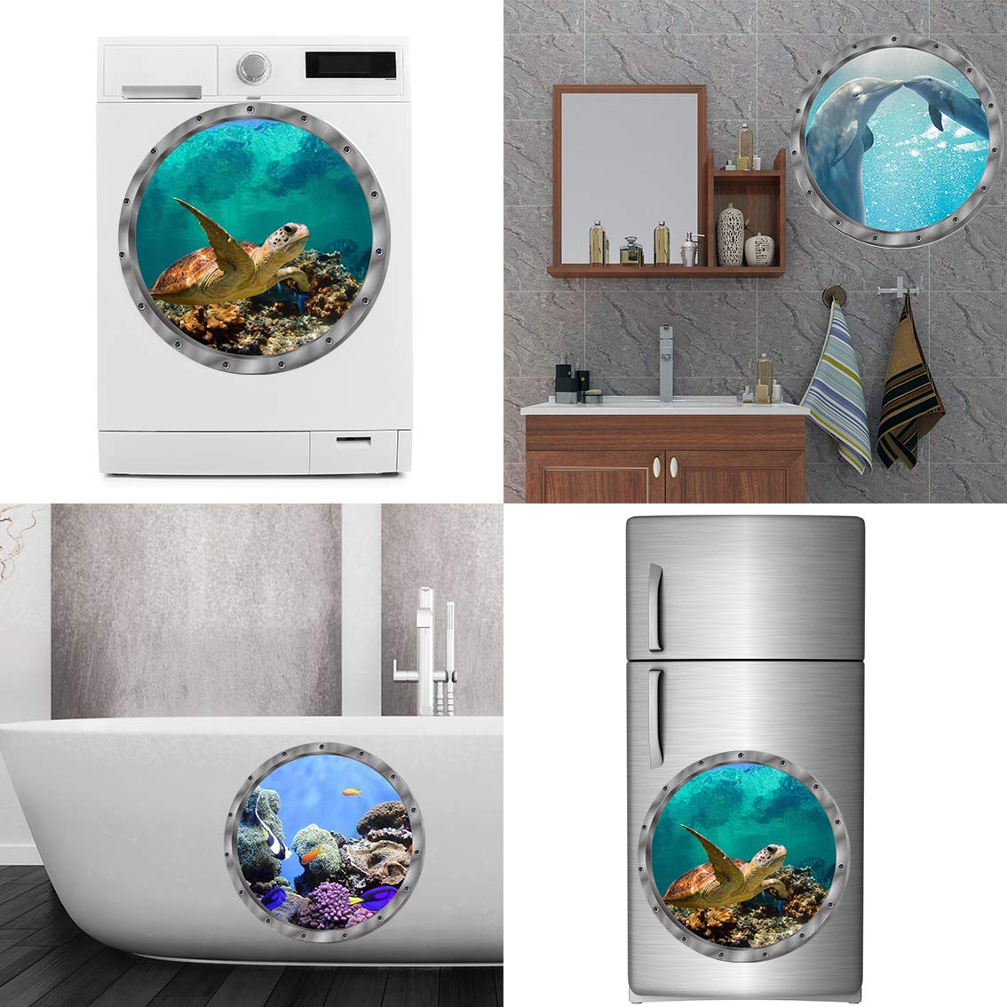 Under The Sea Nature Scenery Ocean Animals World Includ Sea Turtles Dolphins Coral 3 Pcs Removable 3D Wall Decals Peel and Stick Vinyl Stickers for Bathroom and Bedroom  Furniture Home Decor