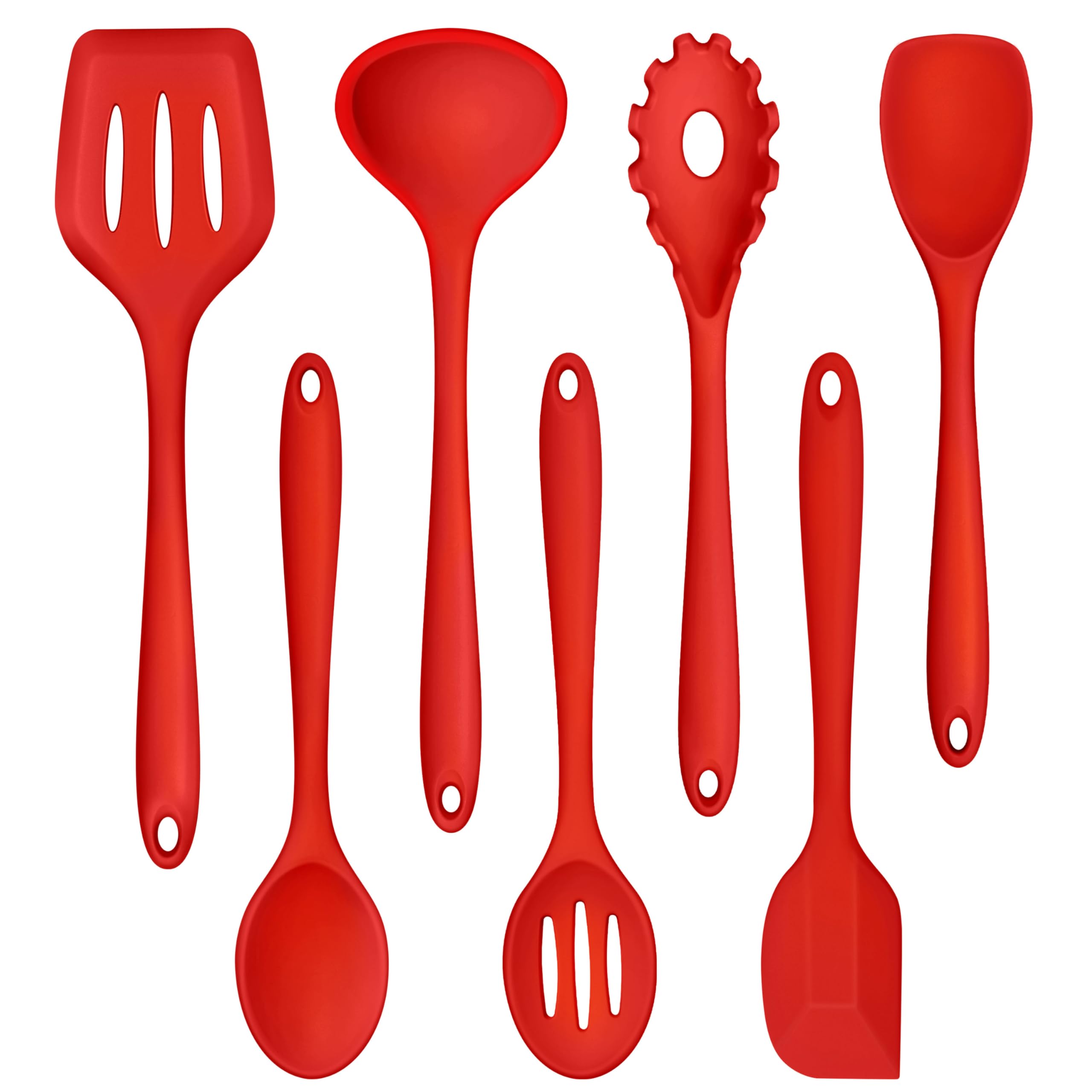 Teamfar Kitchen Utensils, 7 Pcs Silicone Cooking Baking Utensil, NonStick Kitchen Gadgets With Ladle Spatula Spoon Turner Pasta