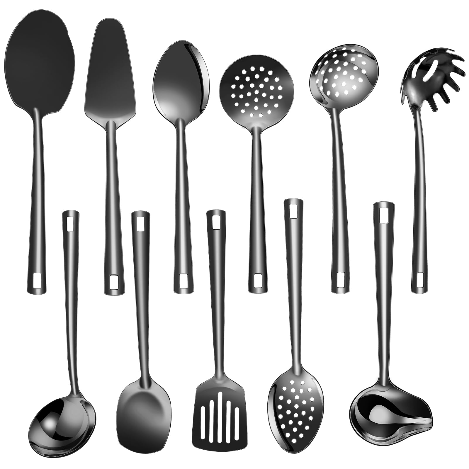 Lazycorner Cooking Utensil Set 11 Pcs Stainless Steel Kitchen Utensils Set Wok Utensils Kitchen Tool Set Spatula Set Heat Resist