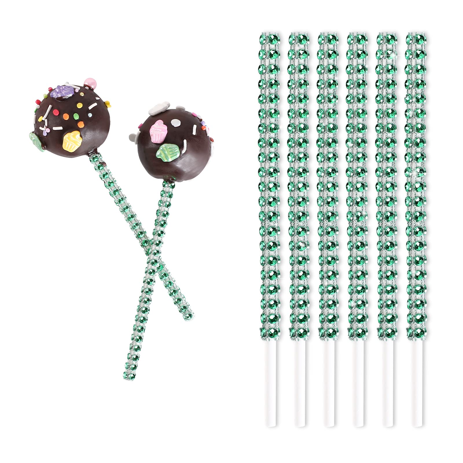 25 Pcs Bling Cake Pop Paper Sticks, Glitter Rhinestone Lollipop Treat Sucker Sticks, Diamond Wrap Candy Holder For Chocolate Fru