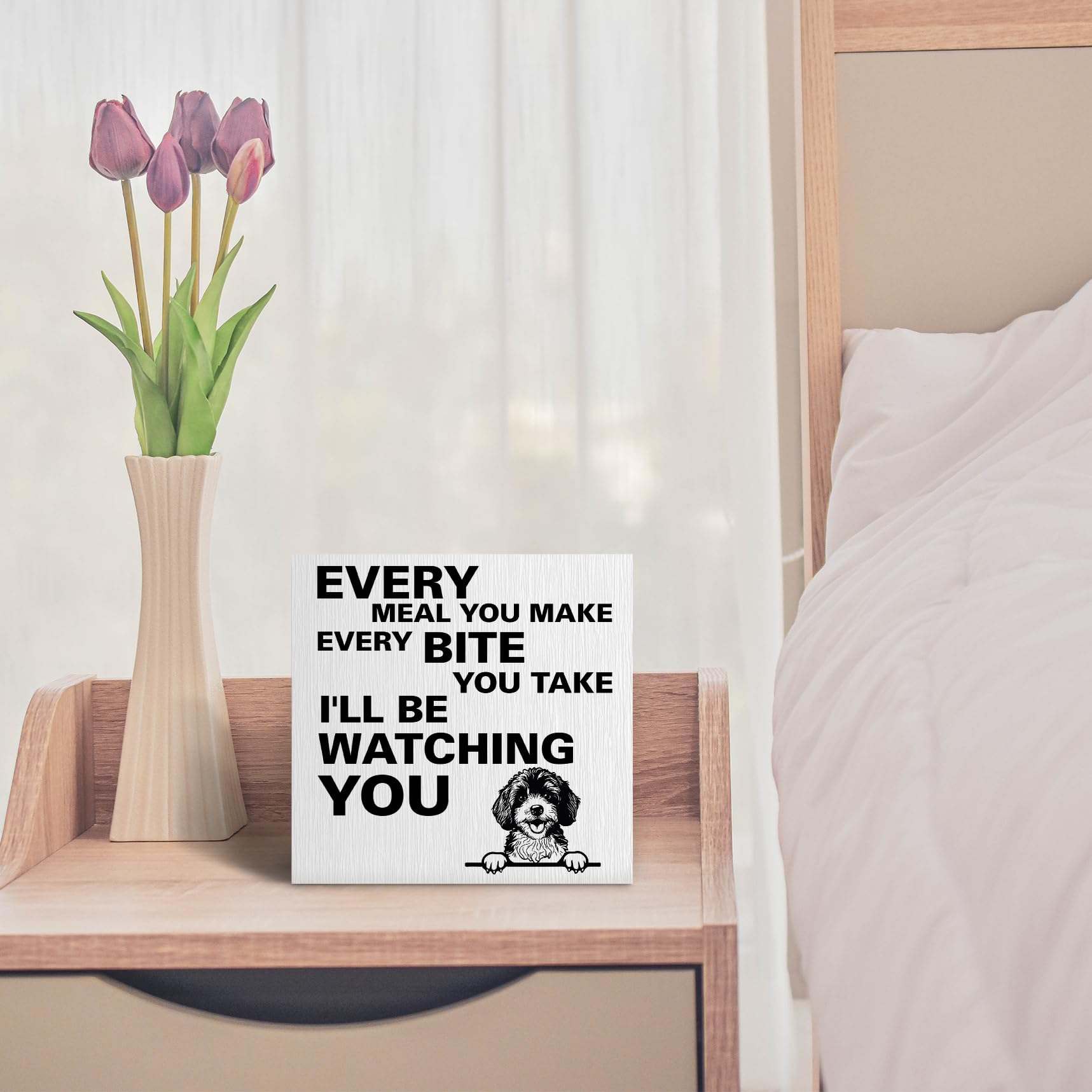 ANIANG Every Meal You Make Every Bite You Take Wooden Box Sign, Goldendoodle Gifts, Funny Kitchen Decor, Dog Decor, Dog Mom Gift