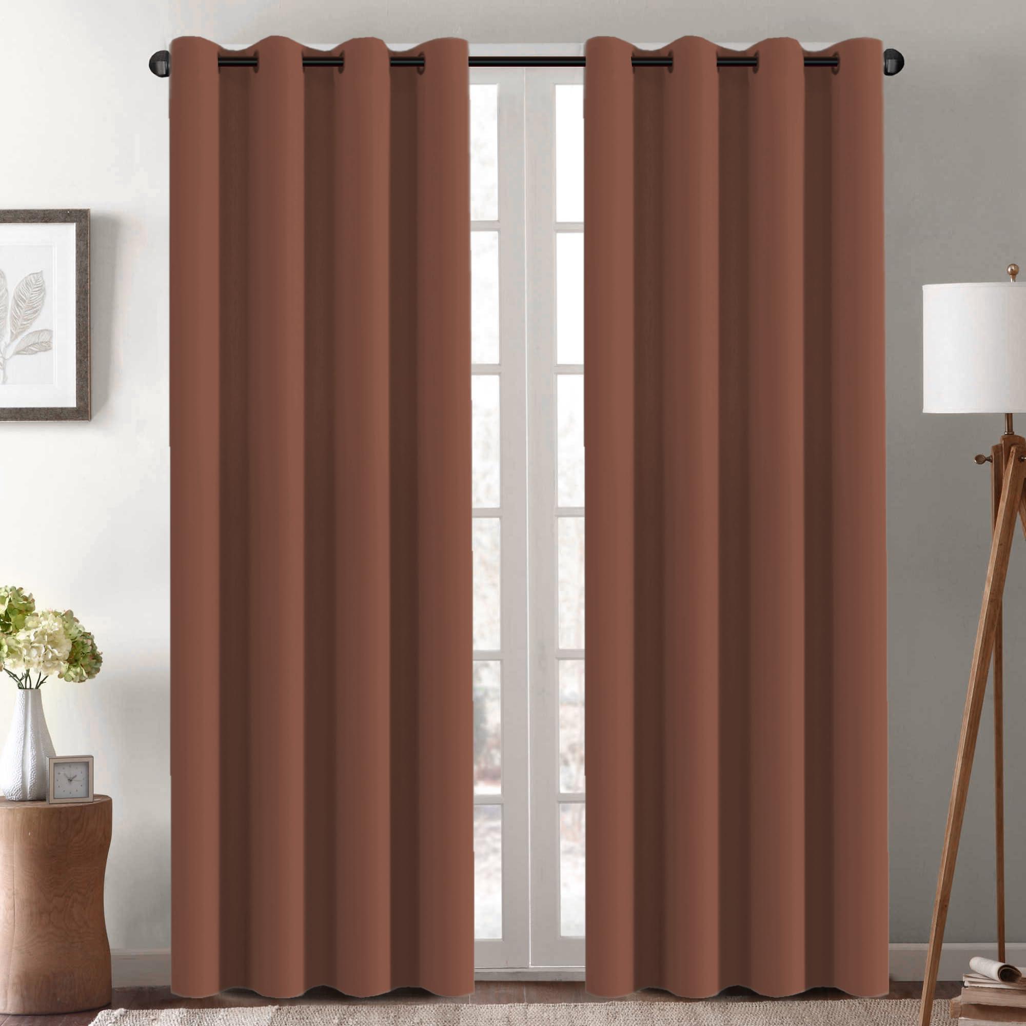 H.VERSAILTEX Blackout Curtain for Living Room Thermal Insulated Window Treatment Curtain Extra Long 96 inch Length Energy Saving Solid Grommet Top Blackout Drape, One Panel, Washed Spice, 52W x 96L-Like New Condition