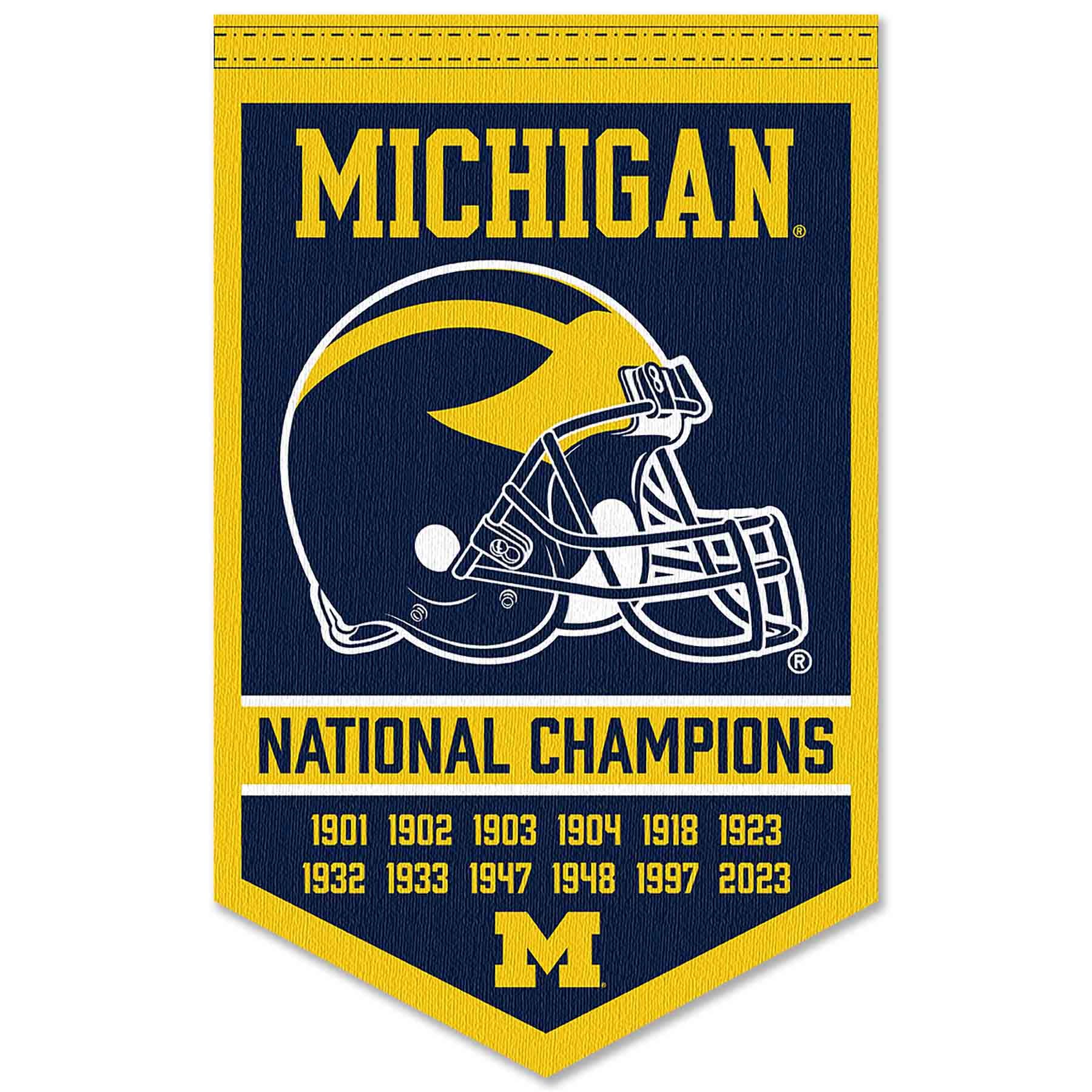 Michigan Team University Wolverines 12 Time 12x Football National Champions Banner