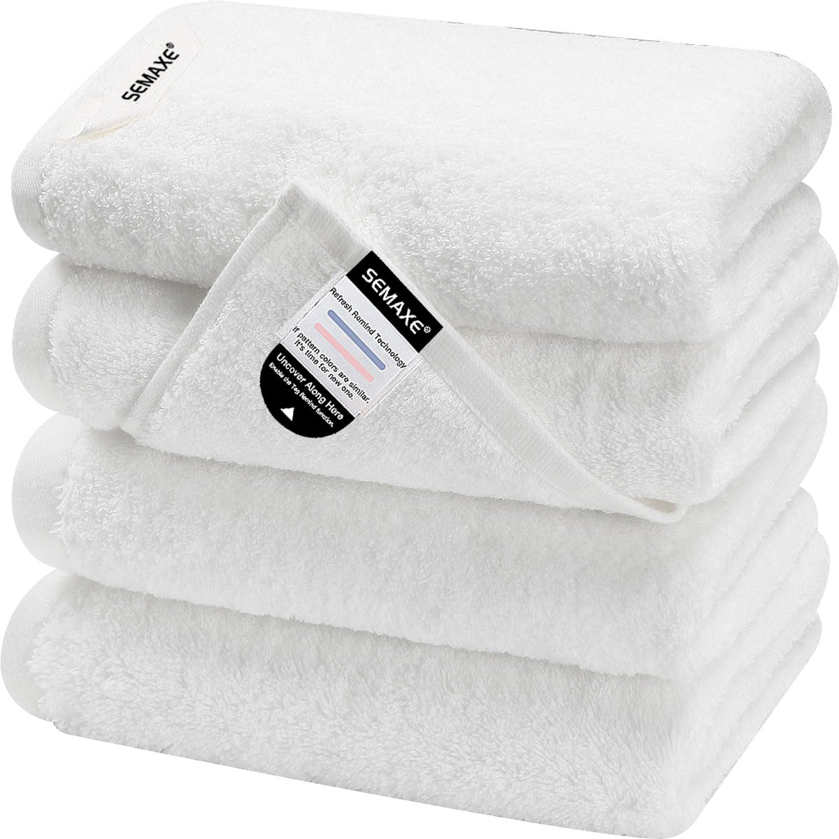 Semaxe 100% Cotton Hand Towel For Bathroom, White Hand Towels With Hanging Loops, Hotel Spa Quality Absorbent Towels, 27'' L X 1