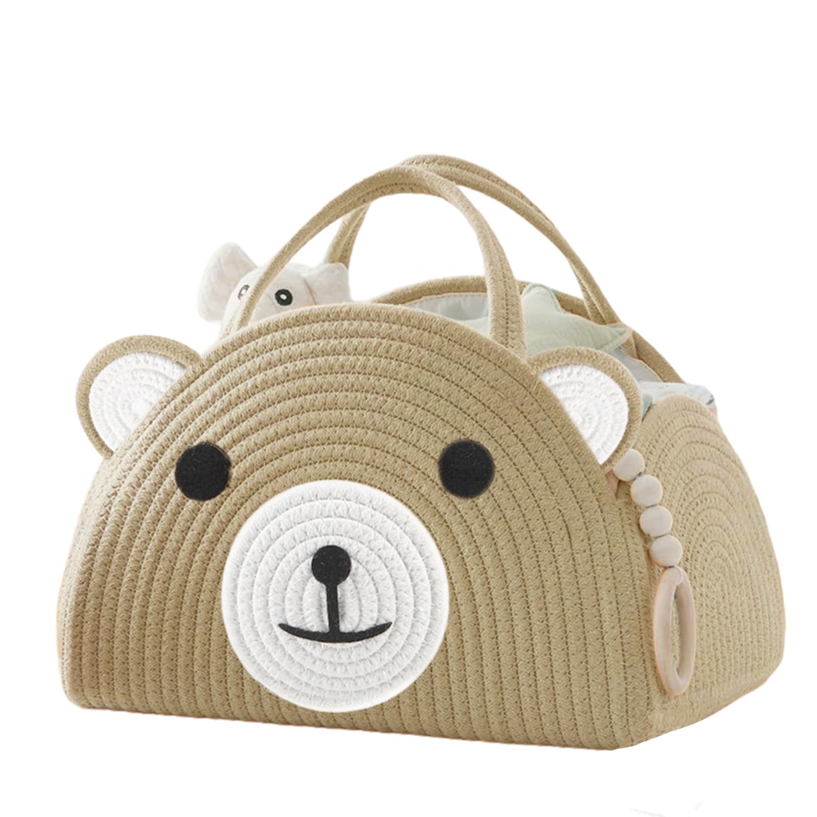 Diaper Caddy Organizer, Baby Gift Basket, Large Storage Basket, Cute Bear Design Gift for Baby Shower, Newborn Essentials, Brown