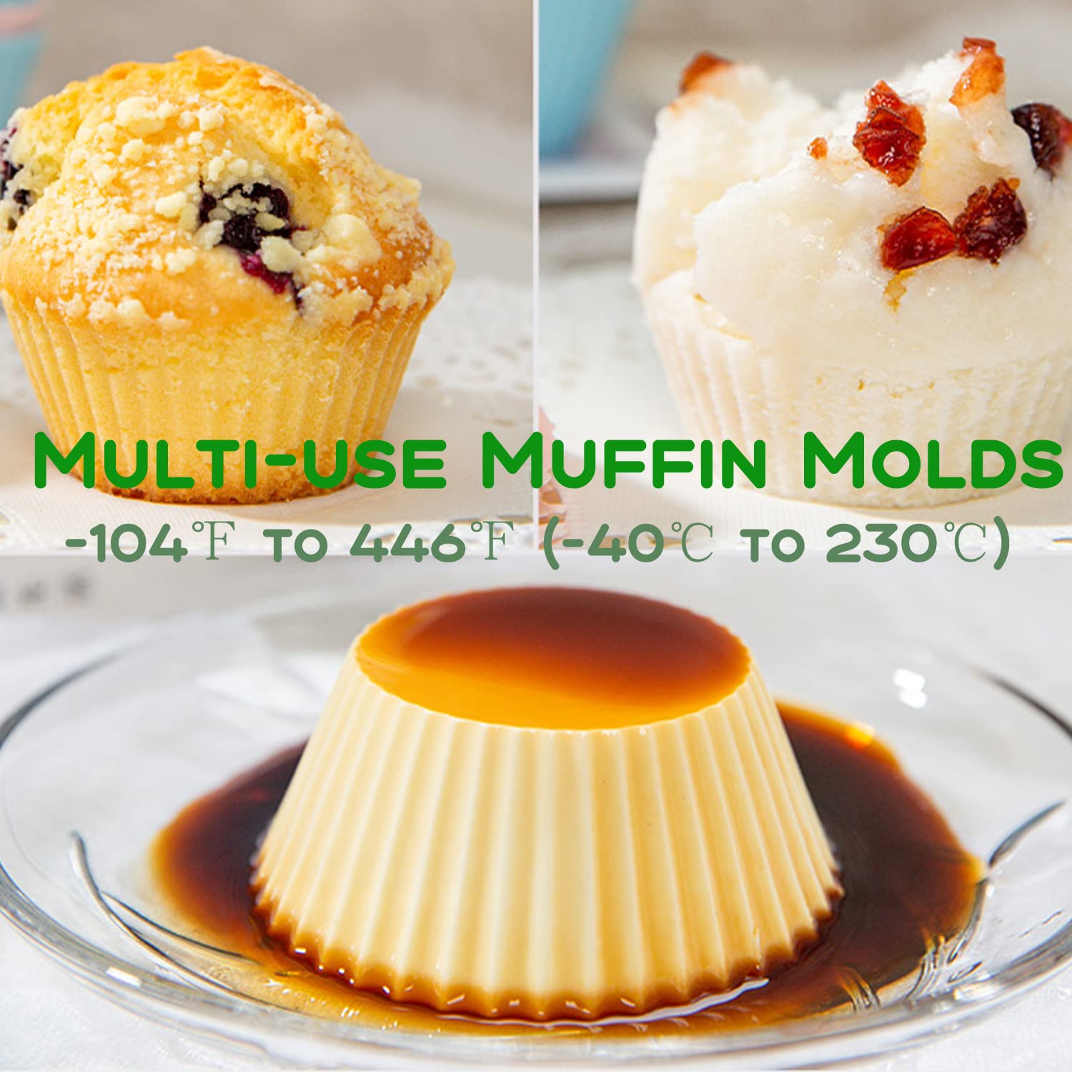 16 Pack Silicone Cupcake Liners, Reusable Muffin Cups For Baking Cake Molds, Muffin Liners, Dishwasher Safe Standard