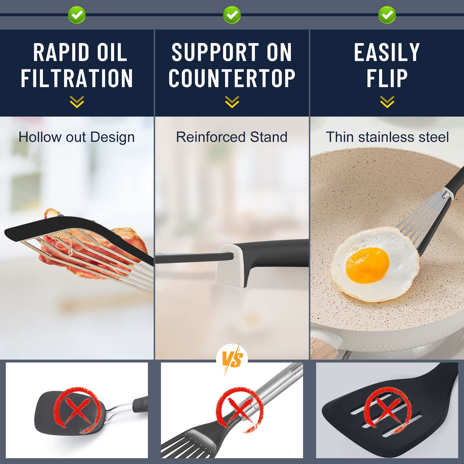 Maywe Tanso Fish Spatula,600? Heat Resistant Silicone Fish Spatula With Basting Brush,For Nonstick Cookware,Flexible Slotted Fis