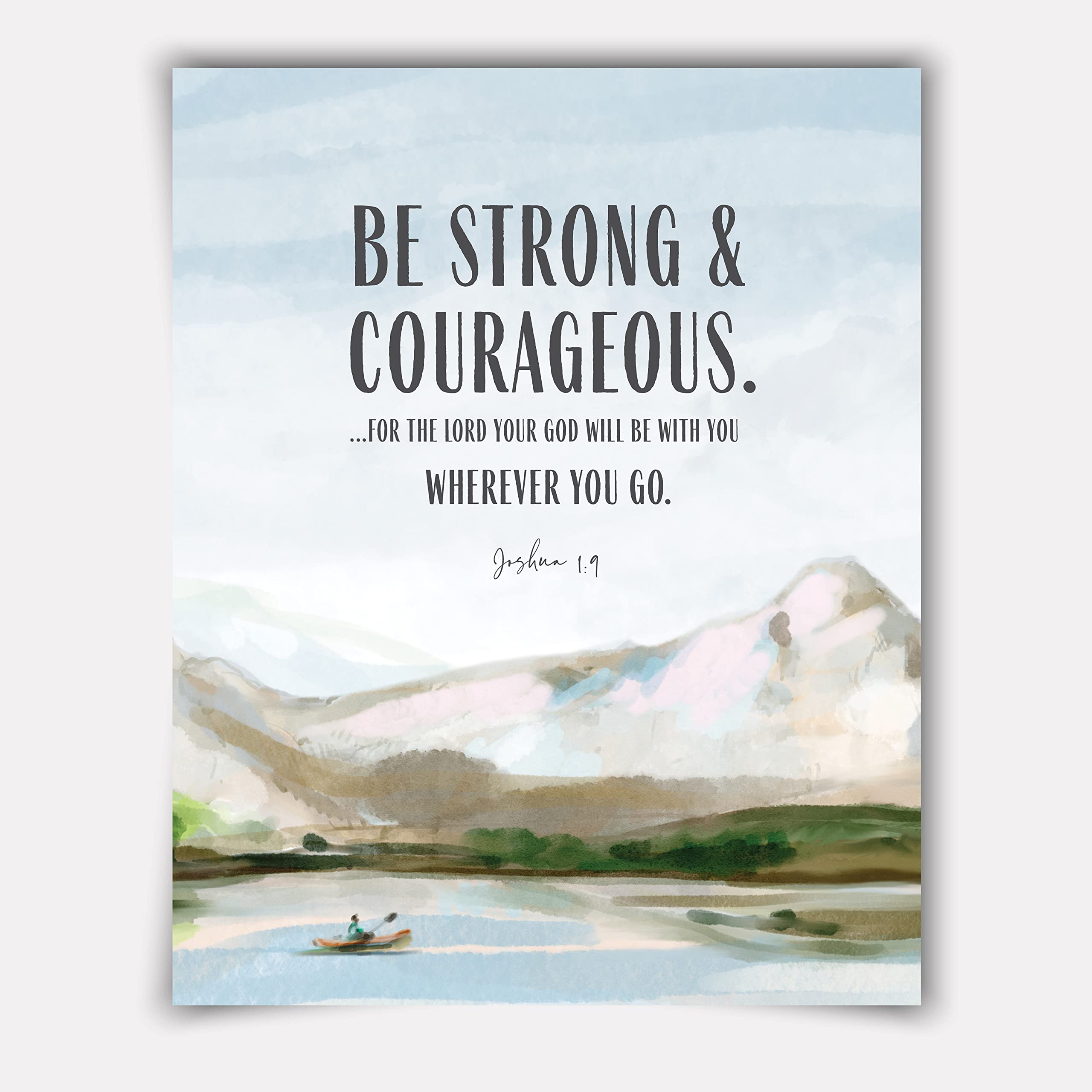 Scriptionery Inspirational Scripture Wall Art Set - 4-Piece, 8x10 Unframed Posters, Cardstock - Green/Blue/Gray/Brown, Model MOUNT-810