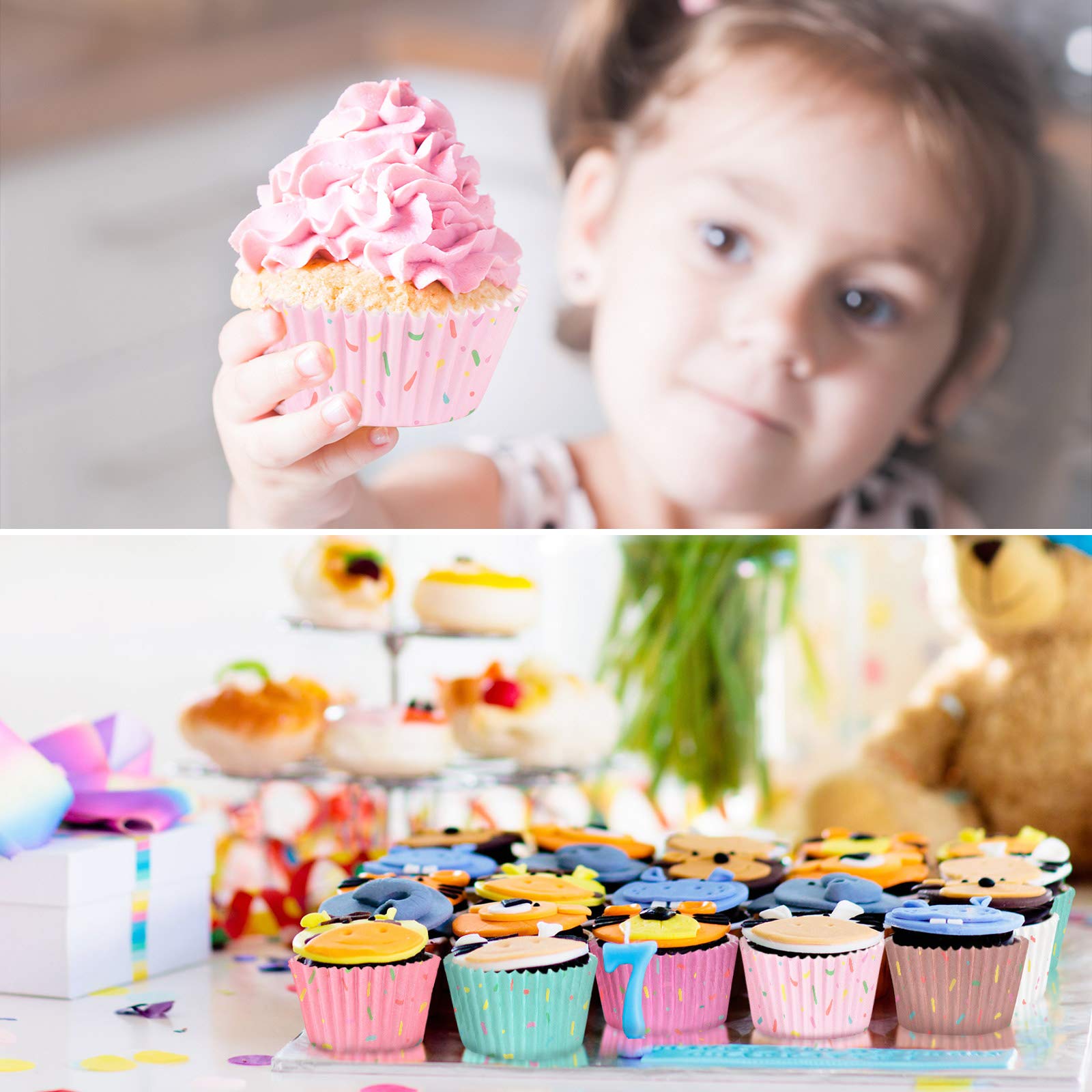 600 Pieces Candyland Party Cupcake Liners Colorful Paper Baking Cups Cupcake Wrappers Wraps Muffin Case Trays For Christmas Cand