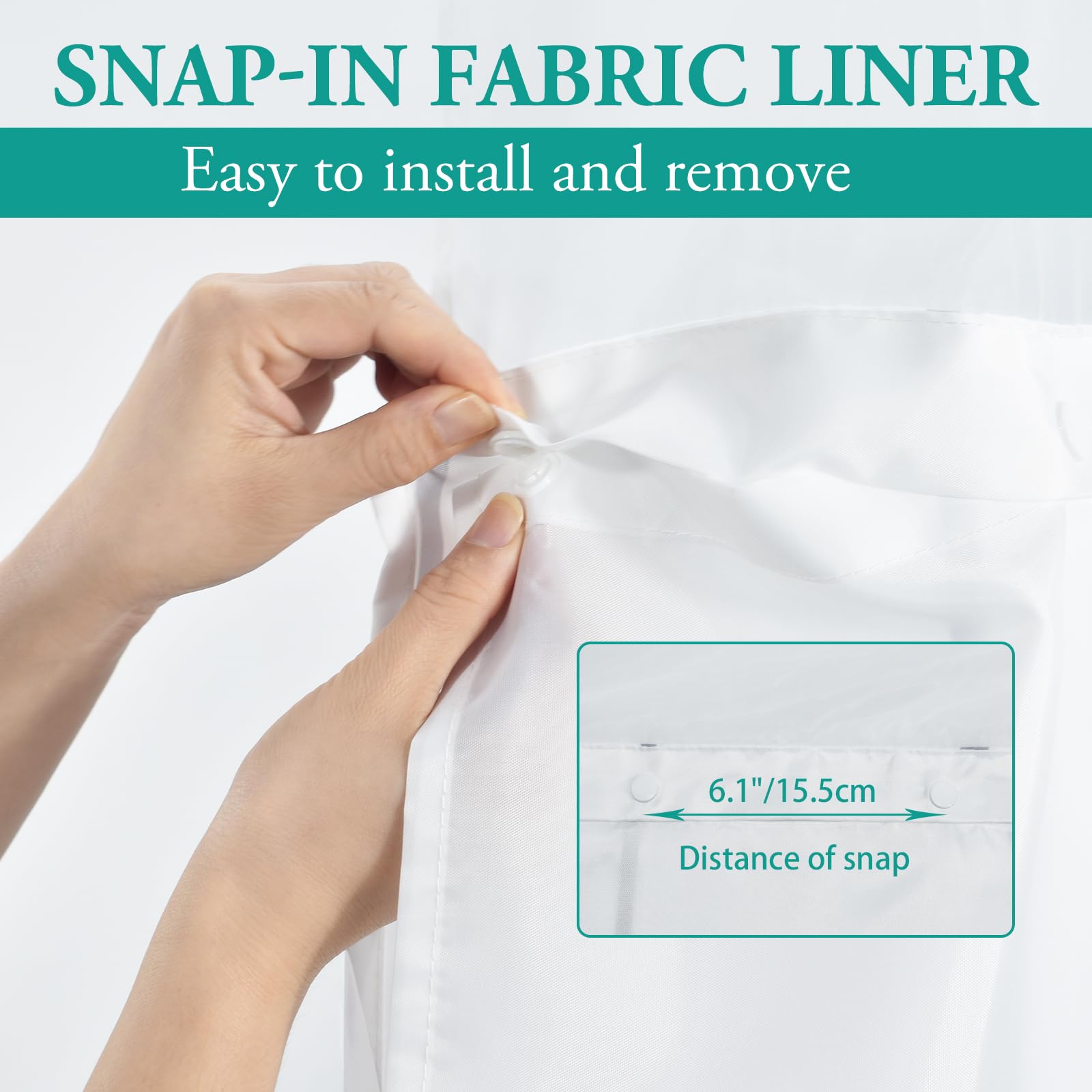 Lxbni No Hook Ombre Grey White Striped Shower Curtain With Snap In Fabric Liner Set - Hotel Shower Curtain And Liner Set With Se