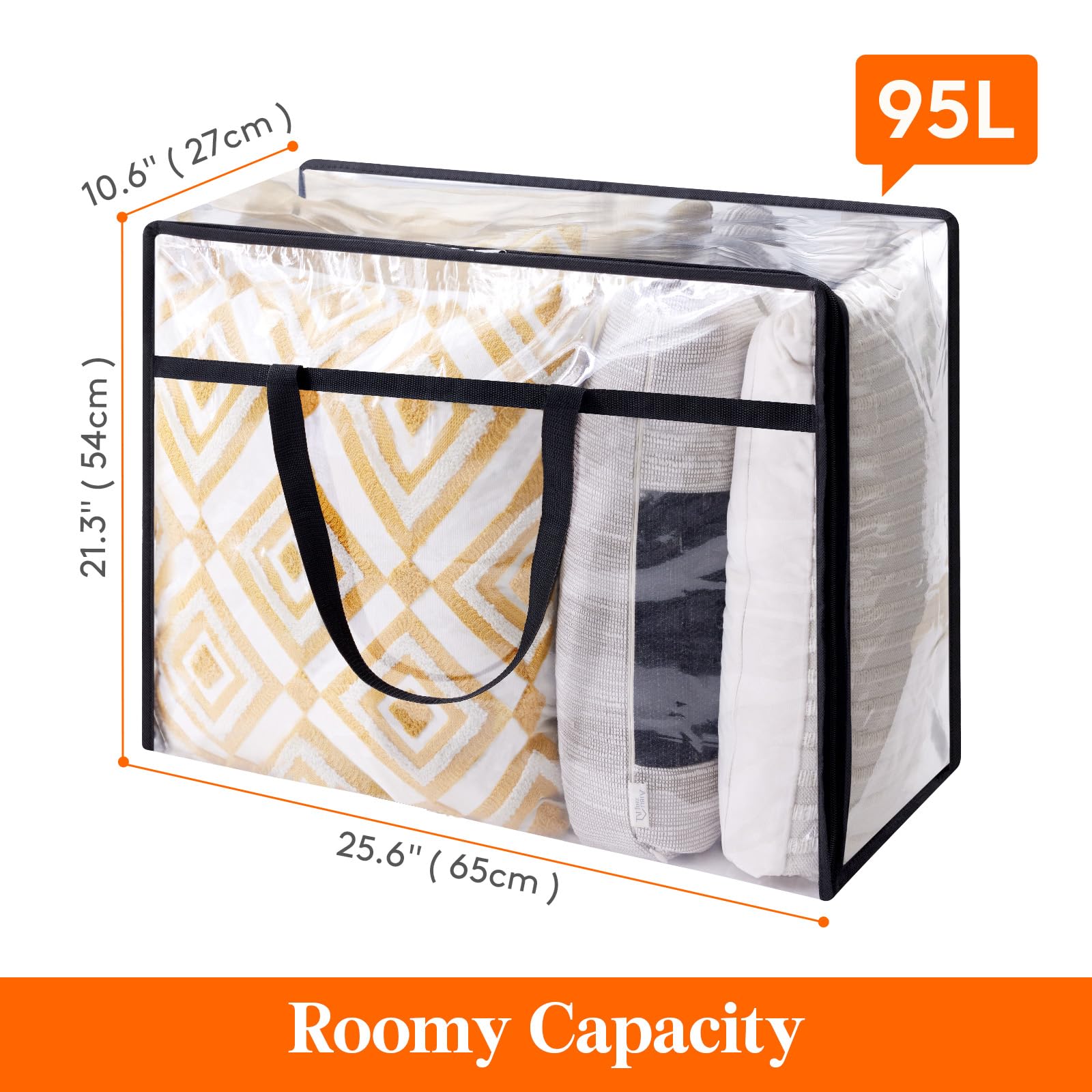 Lifewit 2 Pack Clear Clothes Storage Bags, 95L Large Plastic Blanket Storage, Vinyl Foldable Moving Bags with Zipper, Closet Org