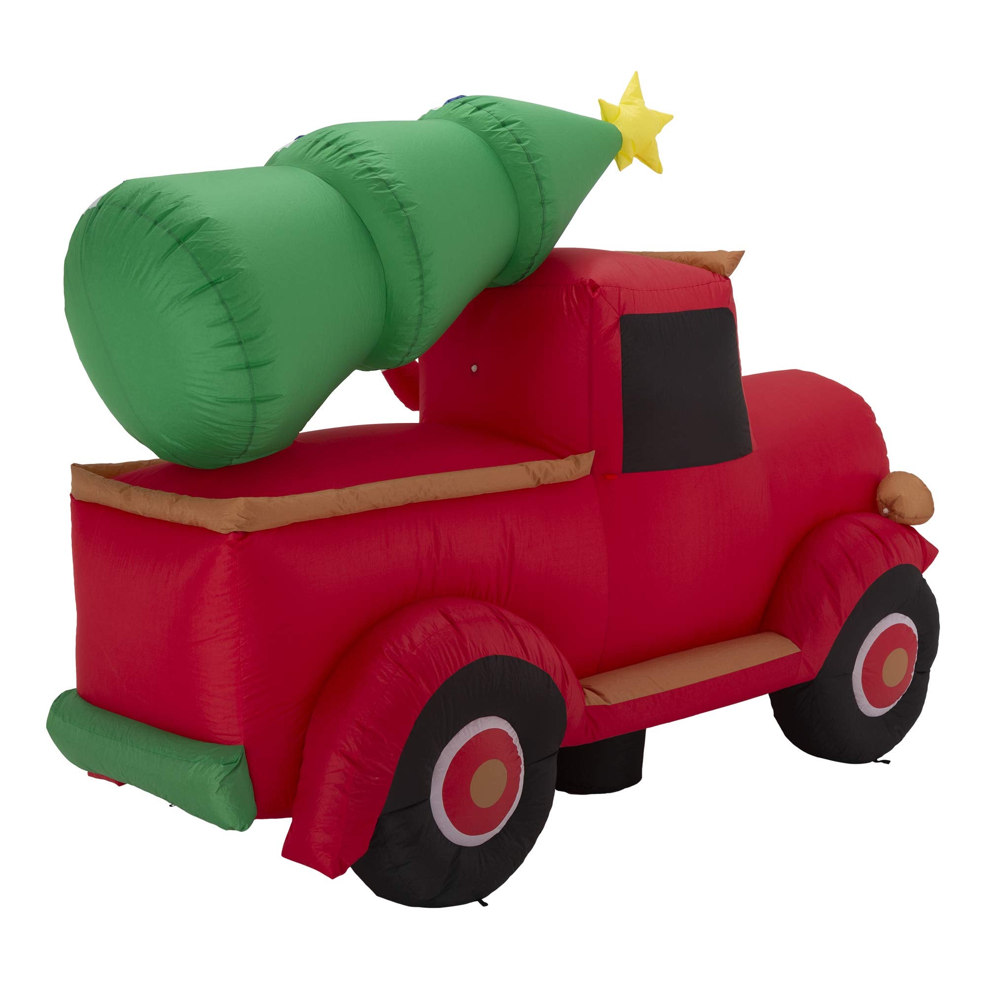 Christmas Inflatable Decoration 7 Feet Santa on Red Truck Built-in Lights Outdoor & Indoor Holiday Yard Decor Blow Up Festival D
