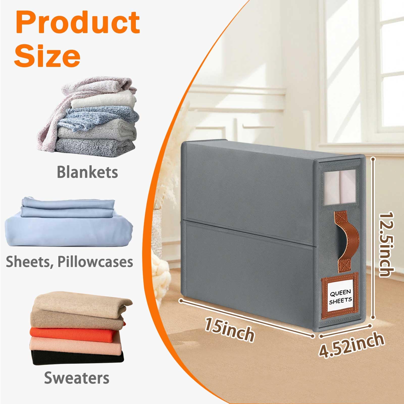 GhvyenntteS 12 Pack Bed Sheet Organizers and Storage, Sturdy Bed Sheet Organizer with Zipper and Handle, Foldable Linen Closet O