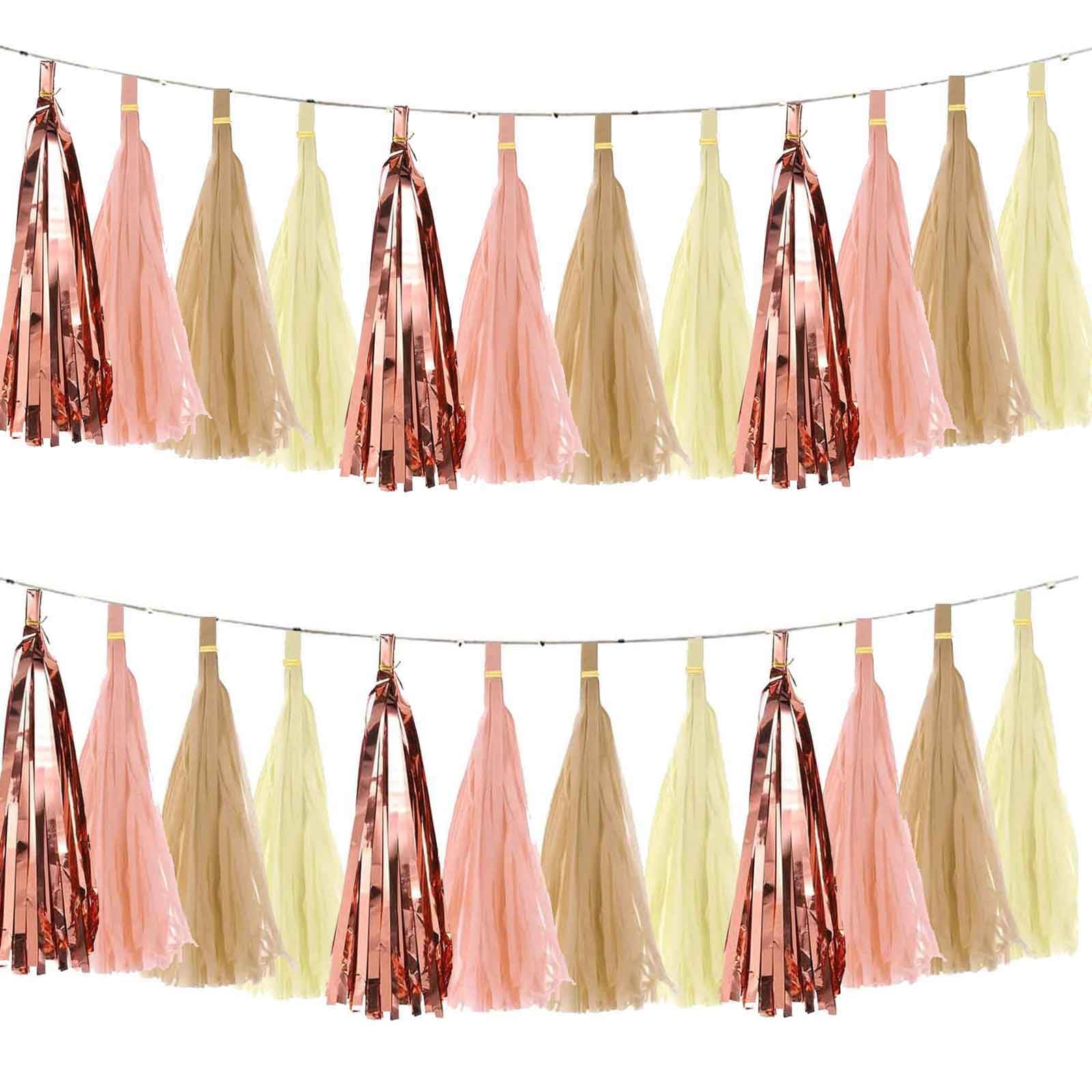 We Moment Rose Gold Peach Brown Tissue Paper Tassels Party Tassel Garland Banner for Boho Birthday Bridal Shower Wedding Bachelo