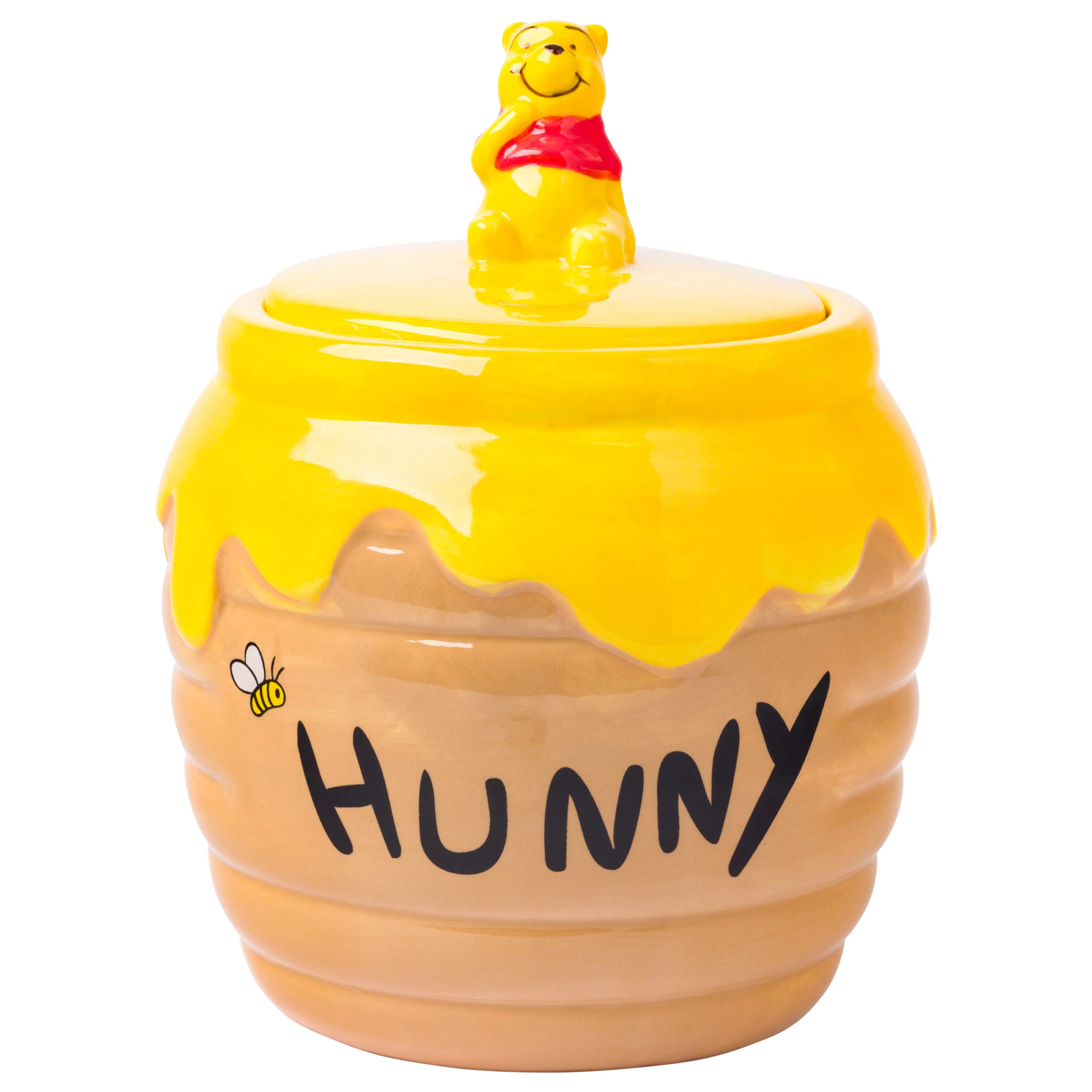 Silver Buffalo Disney Winnie The Pooh Honey ''Hunny'' Pot Sculpted 3D Hand Painted Ceramic Snack Cookie Jar (Small)