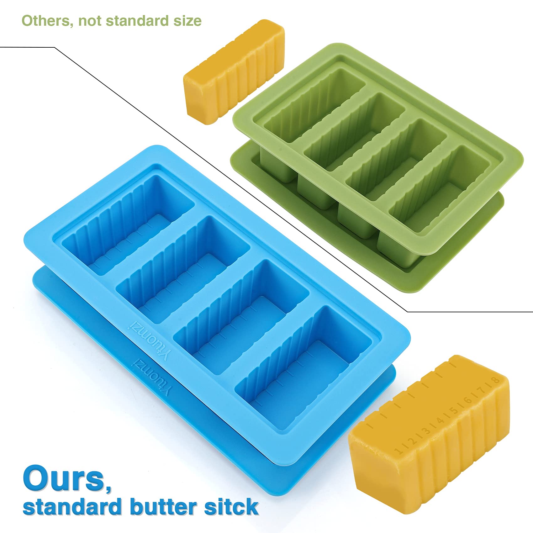Butter Mold With Lid, Silicone Butter Tray Container With Spatula, Non-Stick Silicone Butter Molds For Making 4 Stick Forms Herb