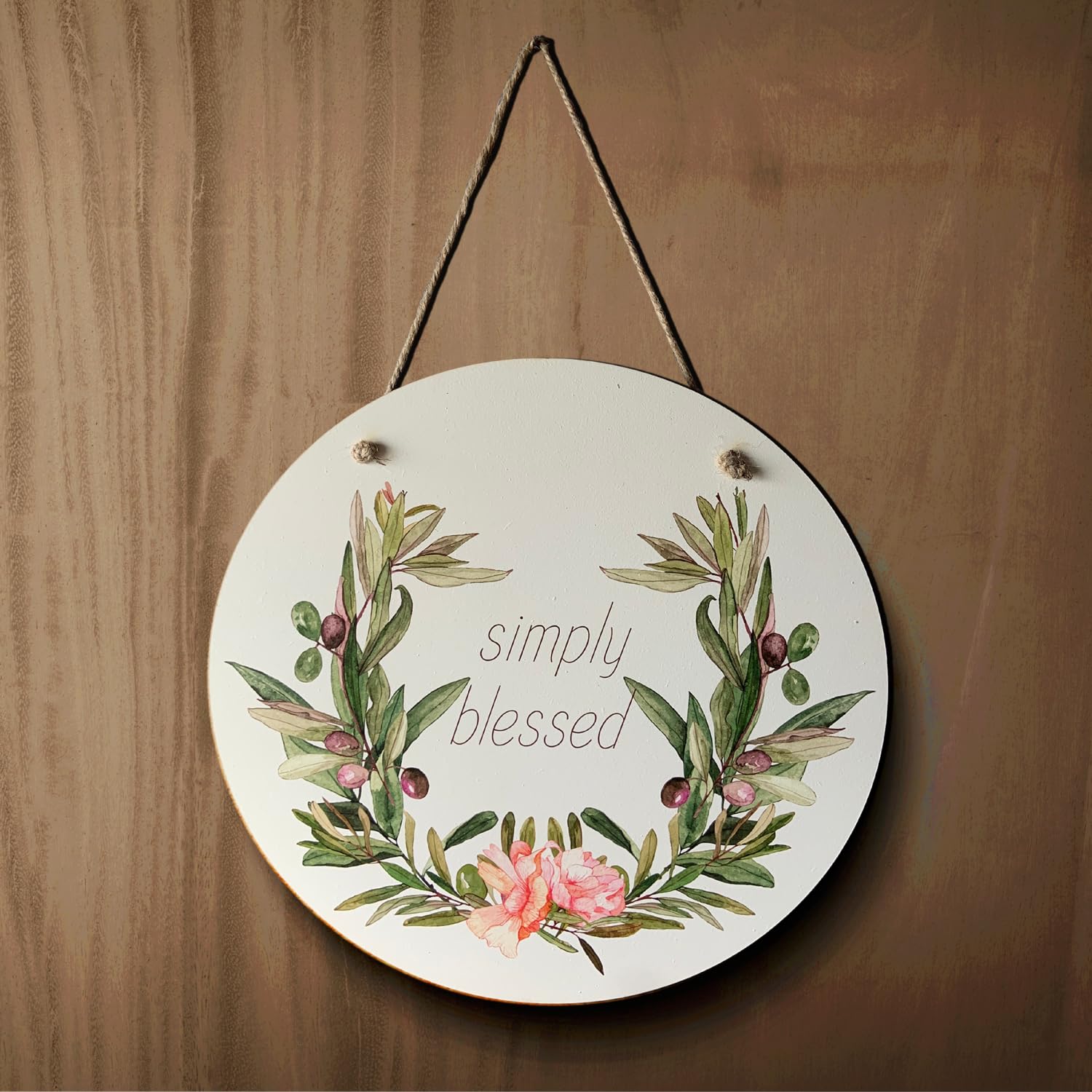 Chalk My Theme Simply Blessed Wood Print Positive Quote Floral Wall Art For Home Decoration Wall Hangings For Home Decoration De