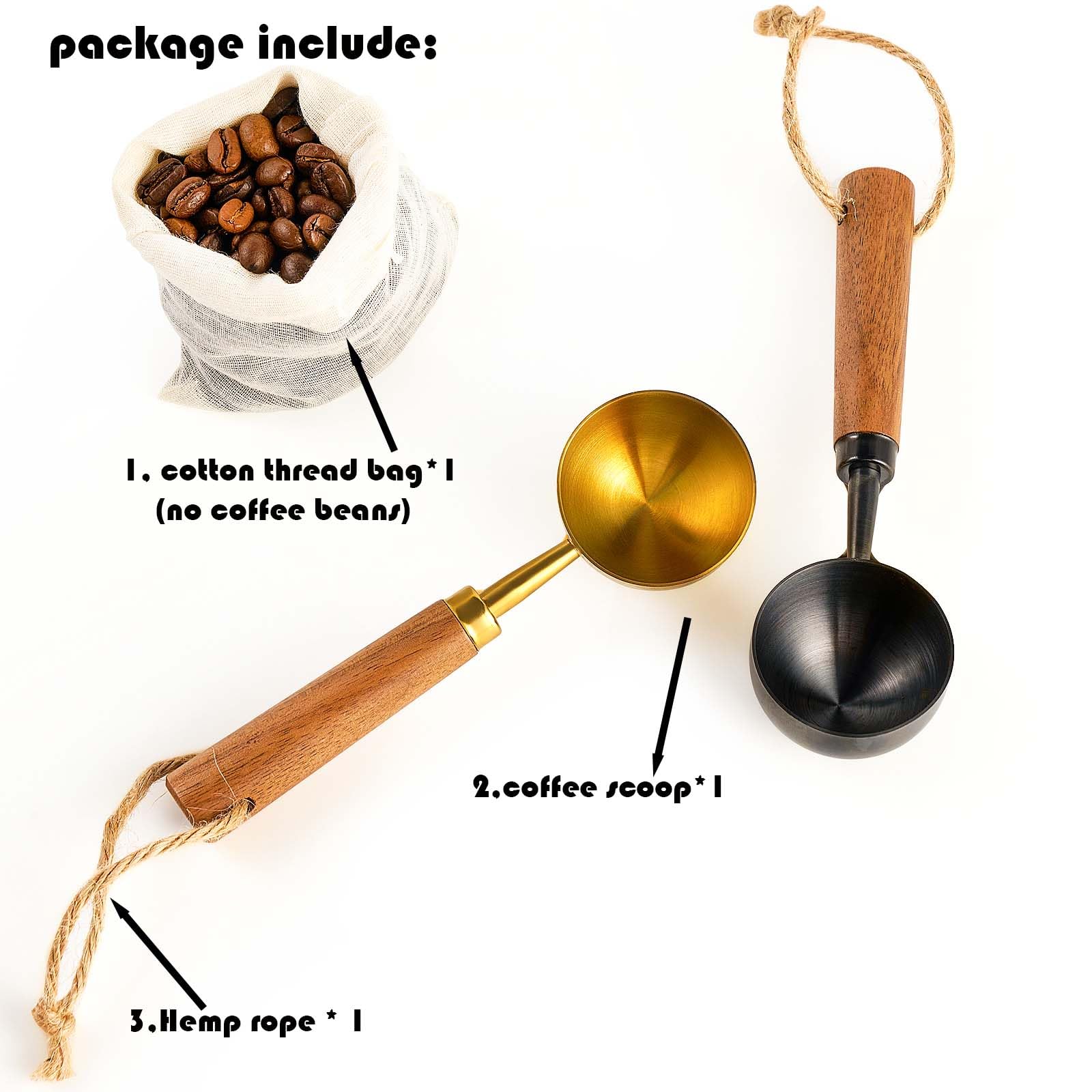 Chebuono Coffee Scoop For Ground Coffee,Coffee Beans And Tea,10G-Measuring Tablespoon-304 Stainless Steel Coffee Spoon With Natu