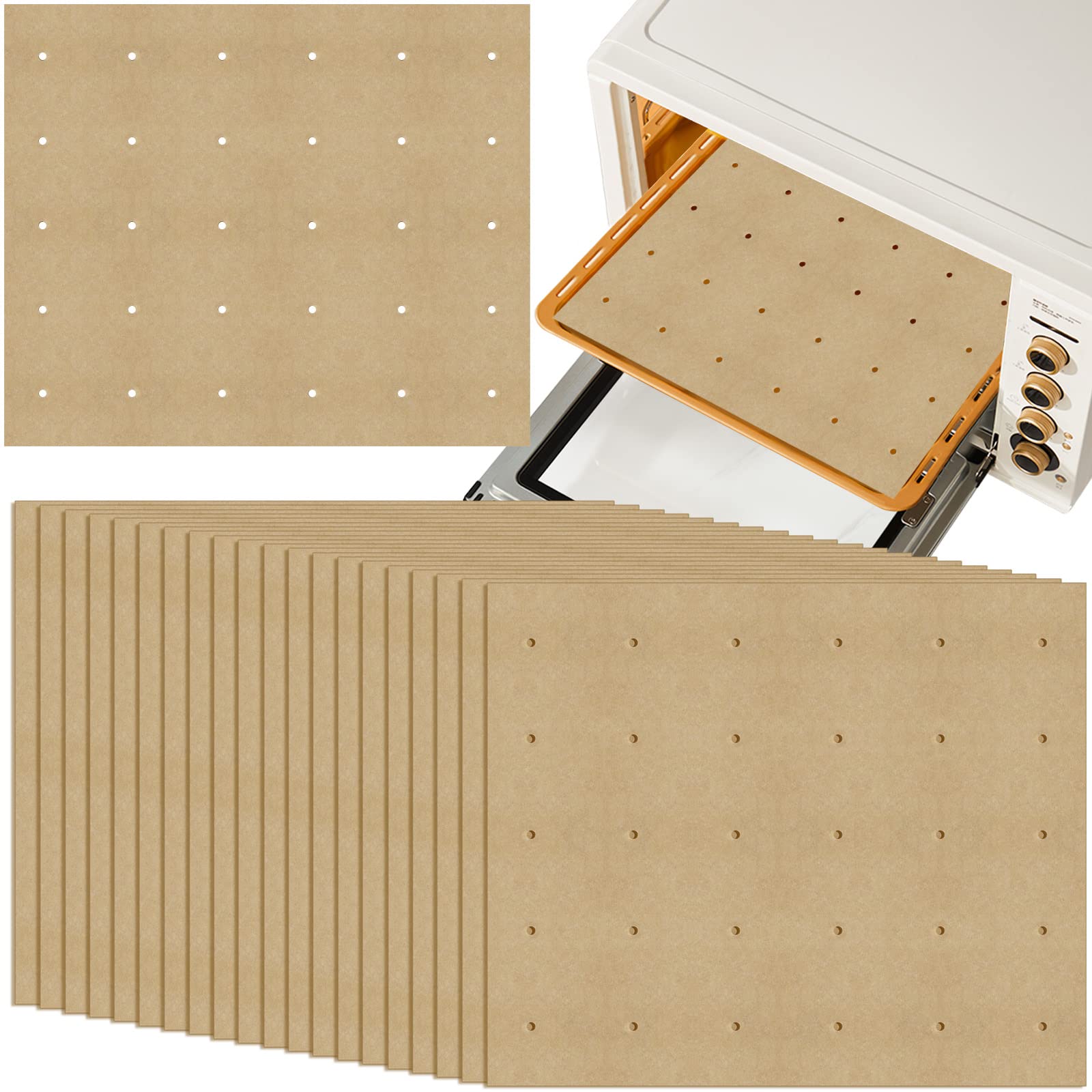 100 PCS Unbleached Parchment Paper  Perforated Square Liners for Cuisinart  Breville  Black and Decker Air Fryer  Toaster Ovens  11 x 9 inch