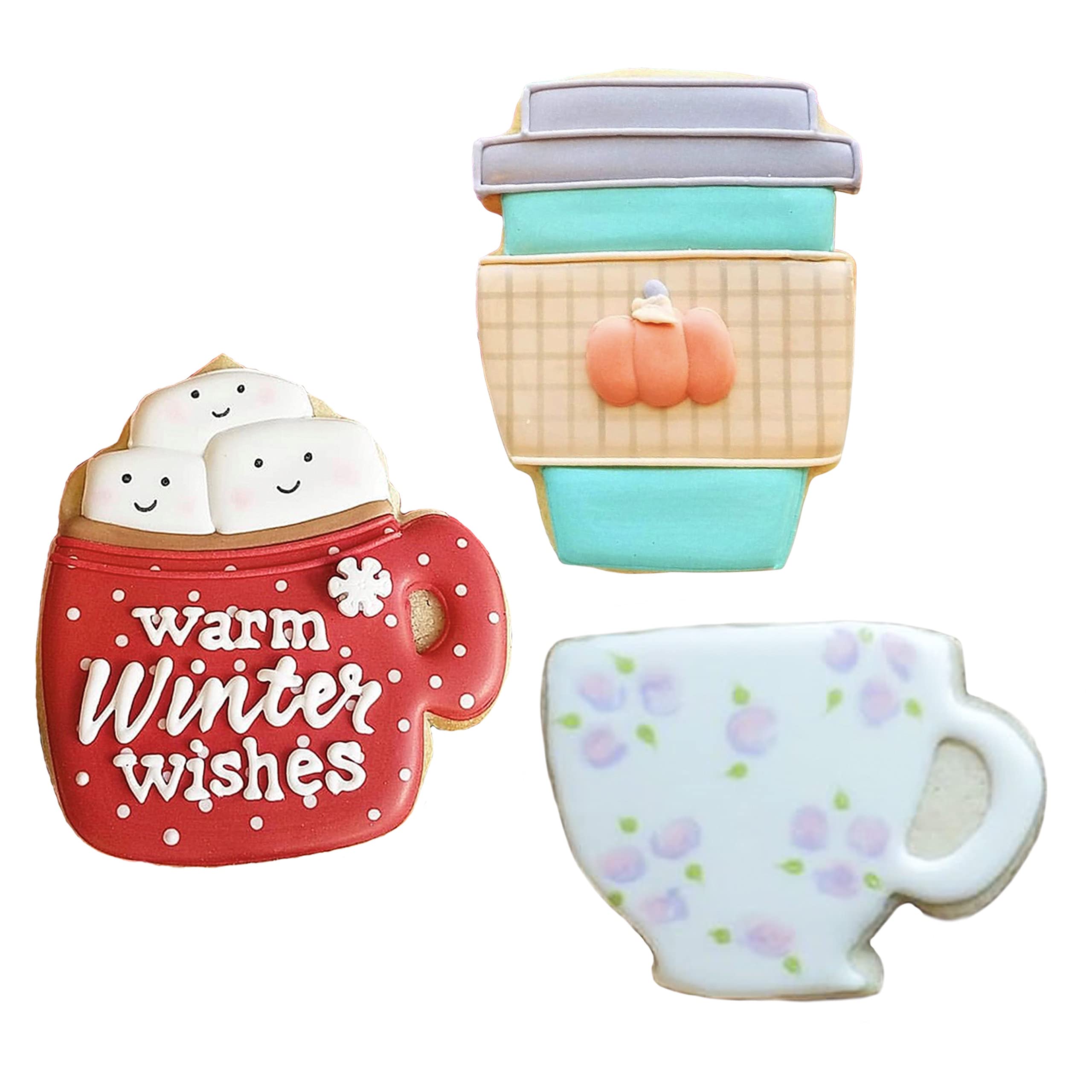 Coffee/Tea Cup Cookie Cutters 3-Pc Set Made In The Usa By Ann Clark, Coffee Mug, Latte Cup, Teacup