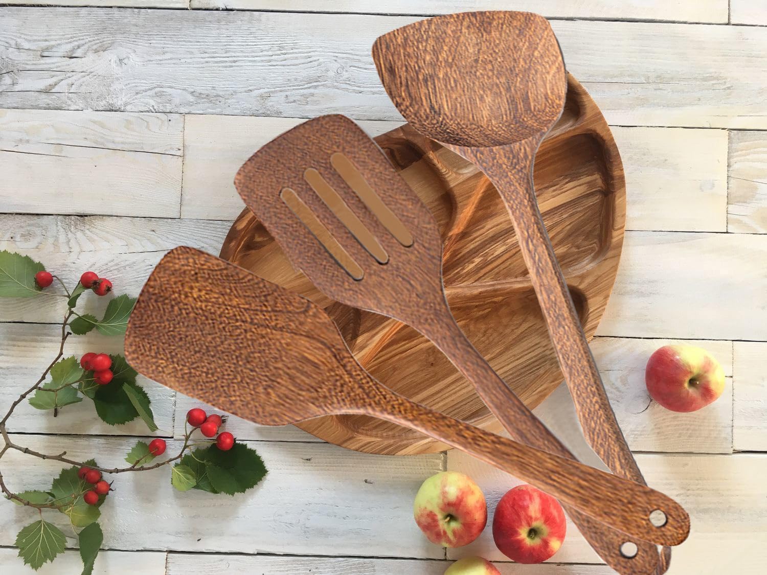 Wood Kitchen Utensils Wooden Spatulas Turner Non-Stick Wood Utensil Set For Kitchen, Teak Wooden Spoon For Cooking, Wooden Cooki