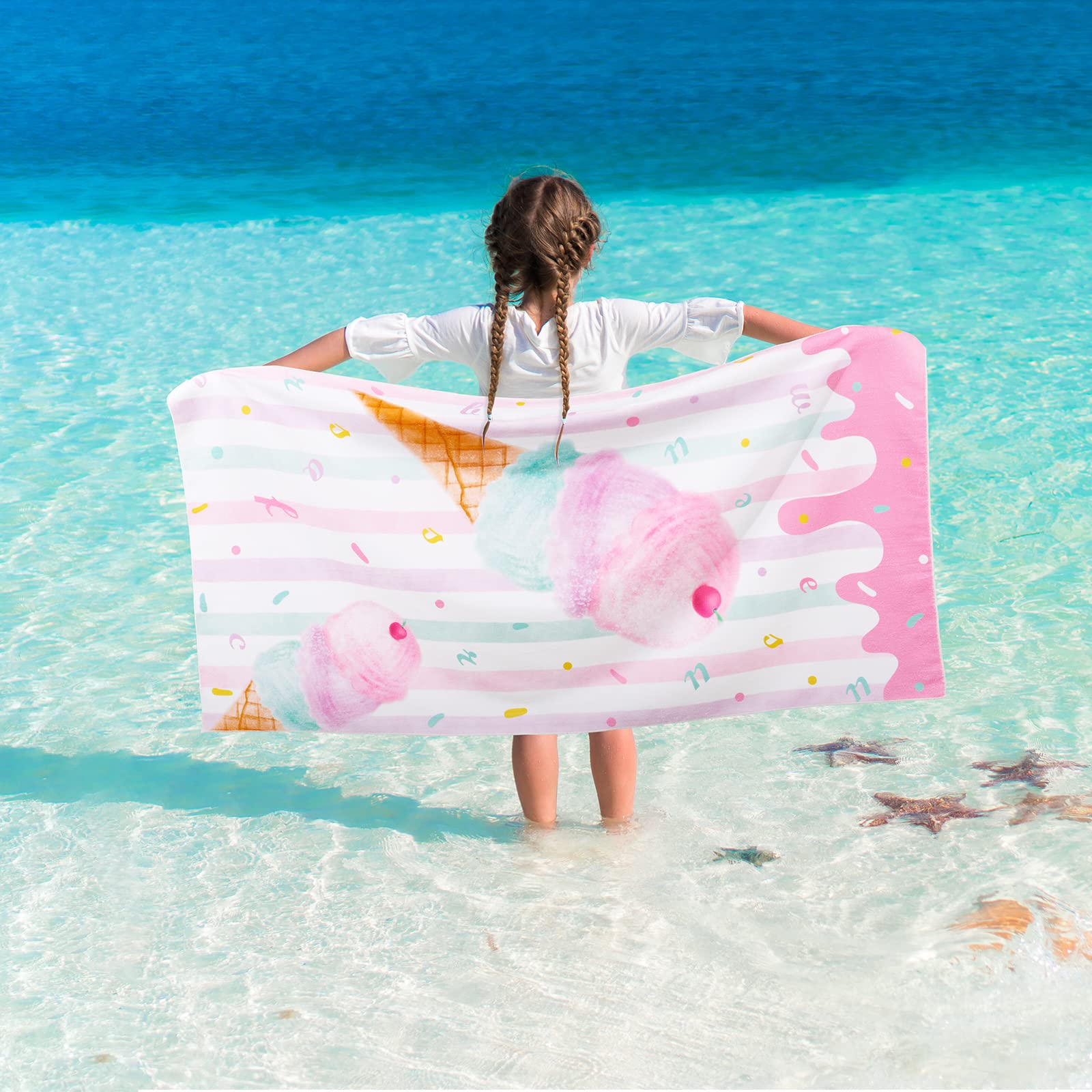 Wernnsai Super Soft Ice Cream Beach Towel For Girls - 30