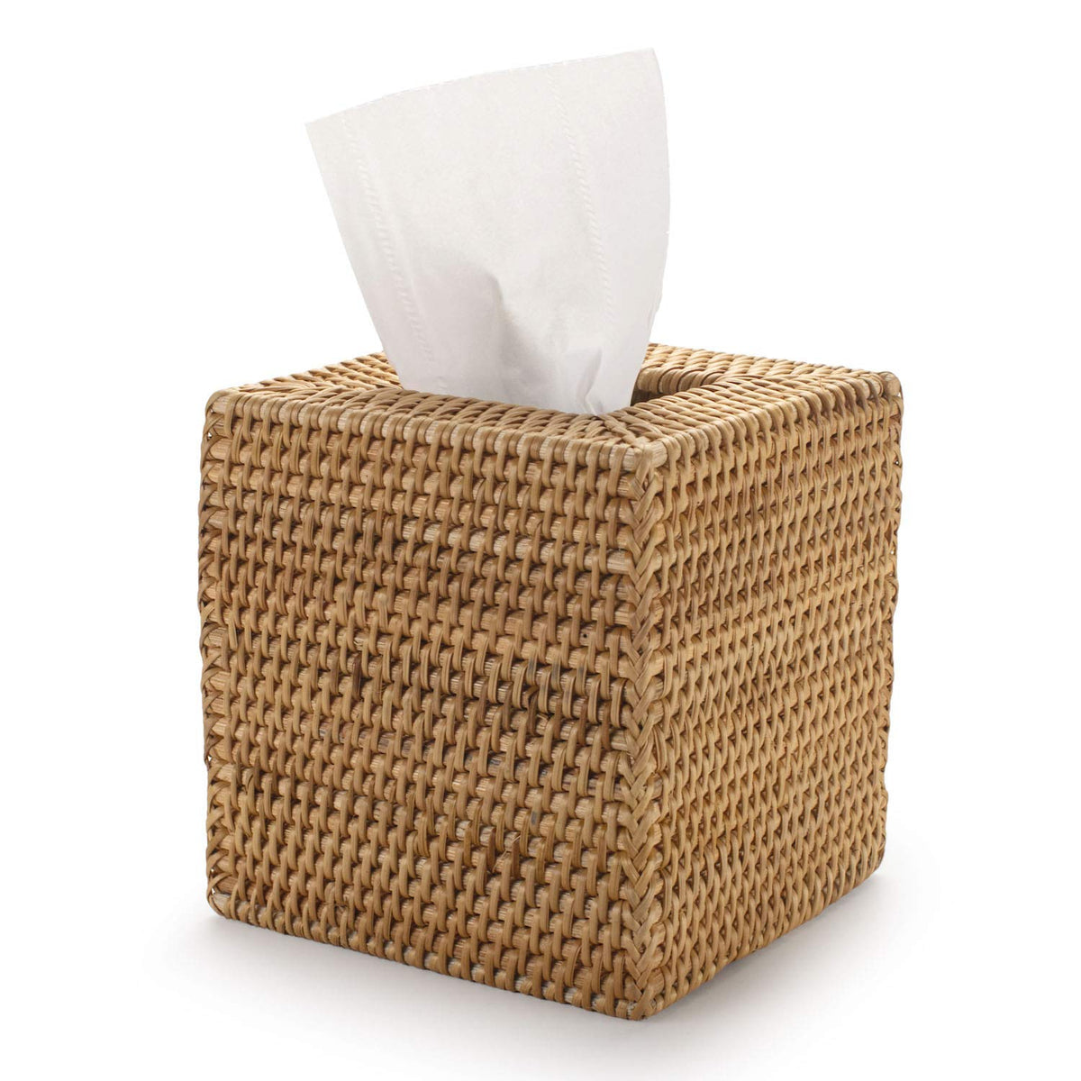 Rattan Tissue Box Cover Square, Hand Woven Wicker Tissue Holder, 5.5 X 5.5 X 5.7 Inch, Natural