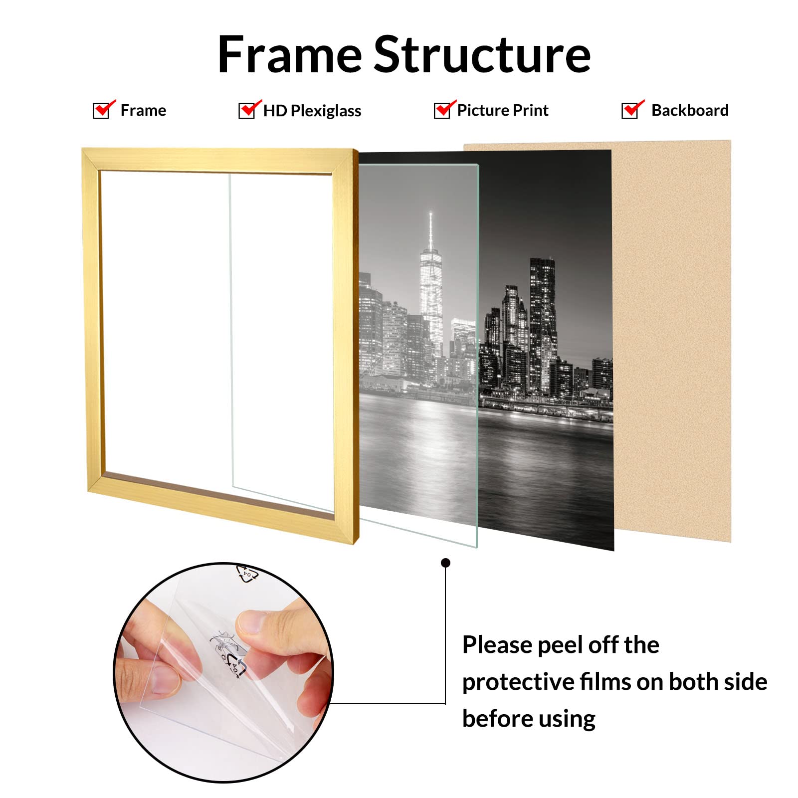 Annecy 8x11 Picture Frame Black(1 Pack), 8 x 11 Picture Frame for Wall Decoration, Classic Black Minimalist Style Suitable for D