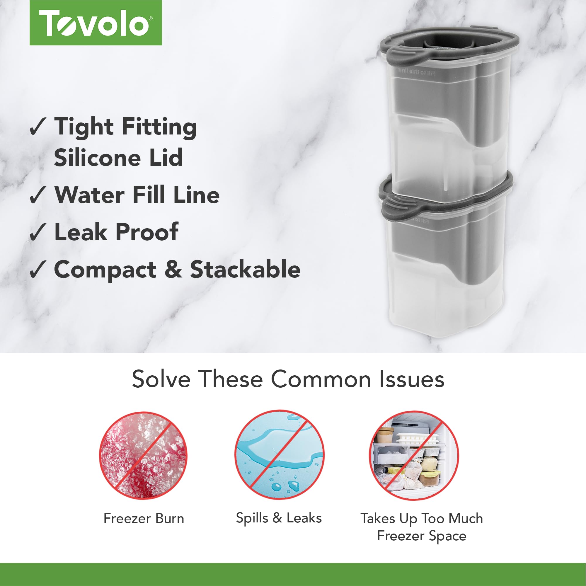 Tovolo Skull Shaped Ice Molds, Set Of 2 - Large Skull Ice Mold Gift - Unique Ice Mold Chills Drinks - Odor-Free Freezer Storage,