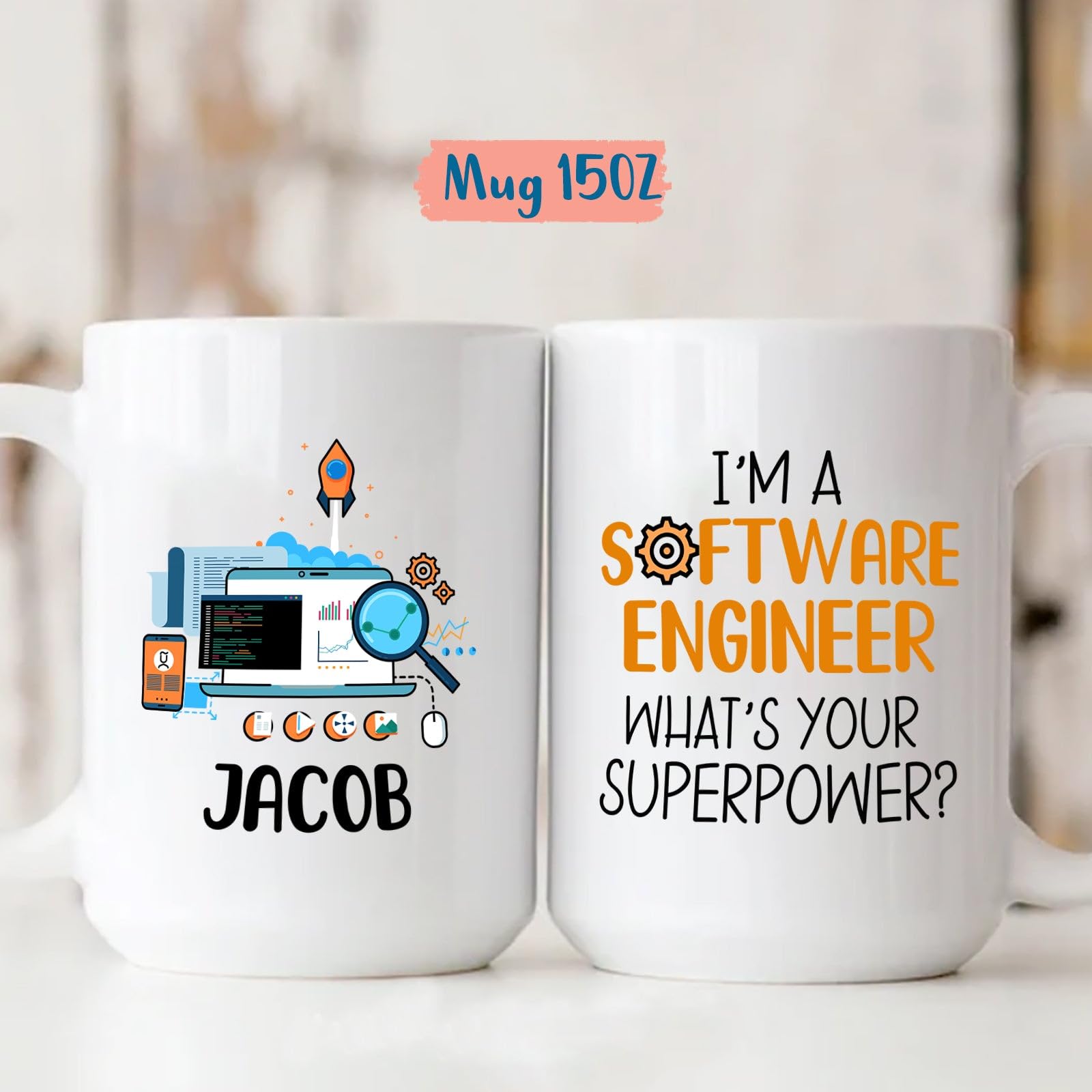 Custom I'm A Software Engineer Coffee Mug For Friends Coworker, Tech IT Coder Mug, Personalized Programmer Mugs With Name, Softw