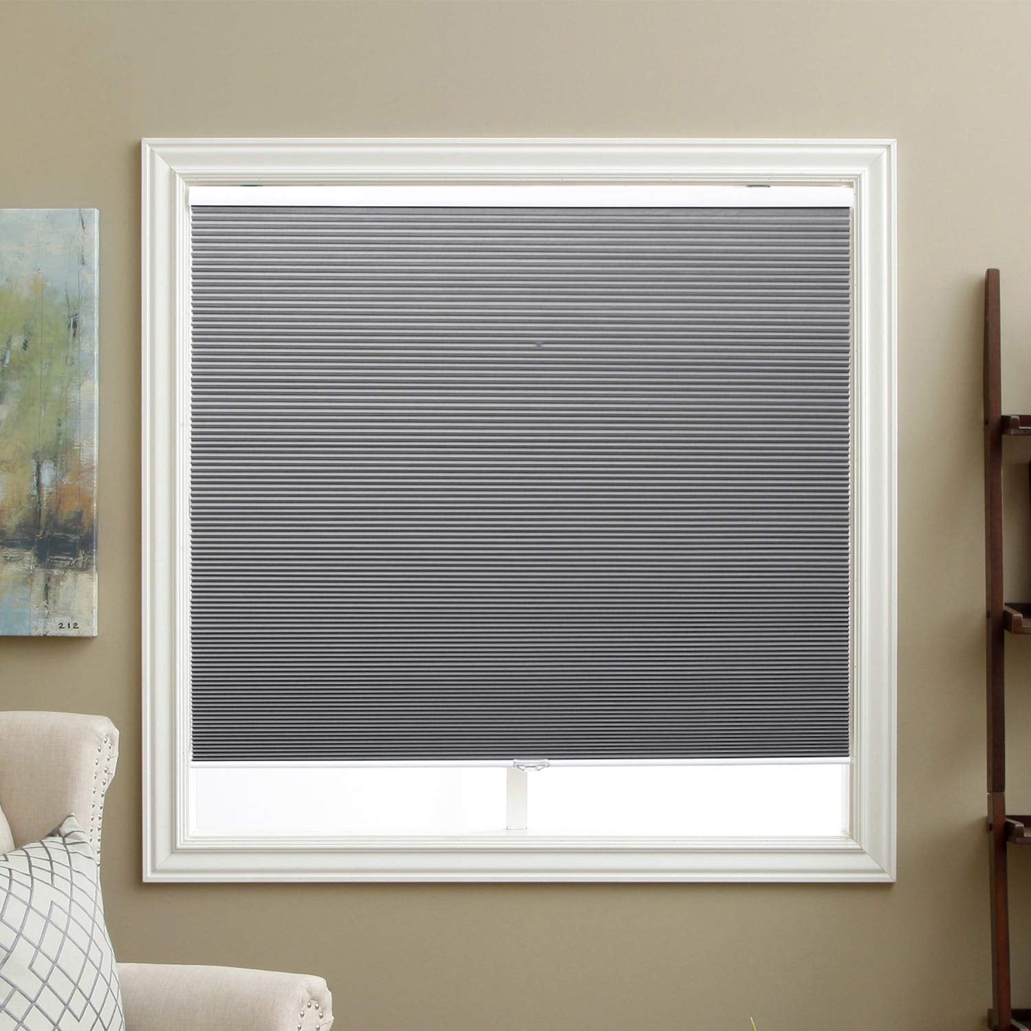 Cellular Shades Cordless Blackout Honeycomb Blinds Fabric Window Shades 28 W x 38 H, Cool Silver(Blackout)