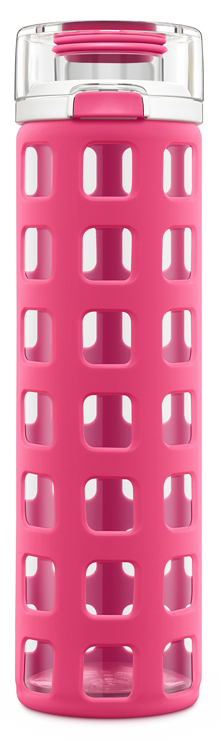 Ello Syndicate Glass Water Bottle With One-Touch Flip Lid And Protective Silicone Sleeve And Carry Loop, Bpa Free, Dishwasher Sa