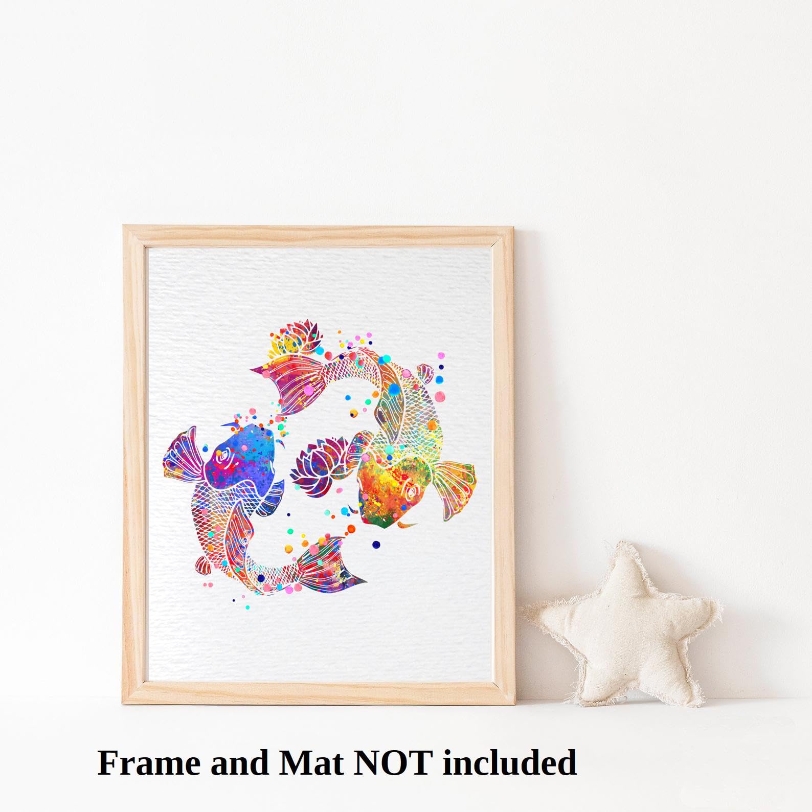 Dignovel Studios 11X14 Unframed Koi Fish Lotus Meditation Yin Yang Japanese Yoga Watercolor Art Print Poster Inspirational Wall