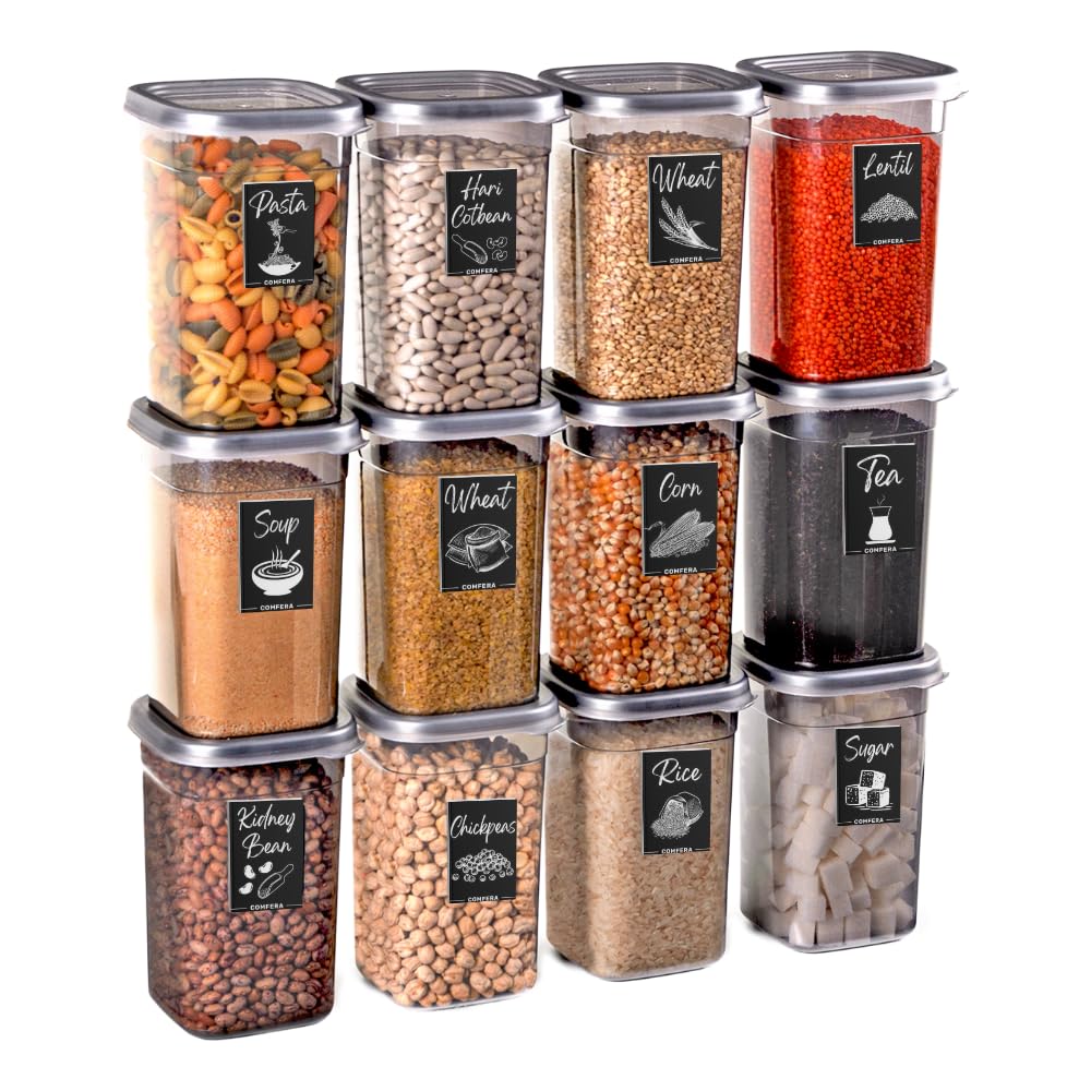 COMFERA 12-Piece 40 OZ BPA-Free Airtight Food - Food Storage Containers With Lids, Flour, Pantry Storage Includes 20 Reusable Wa