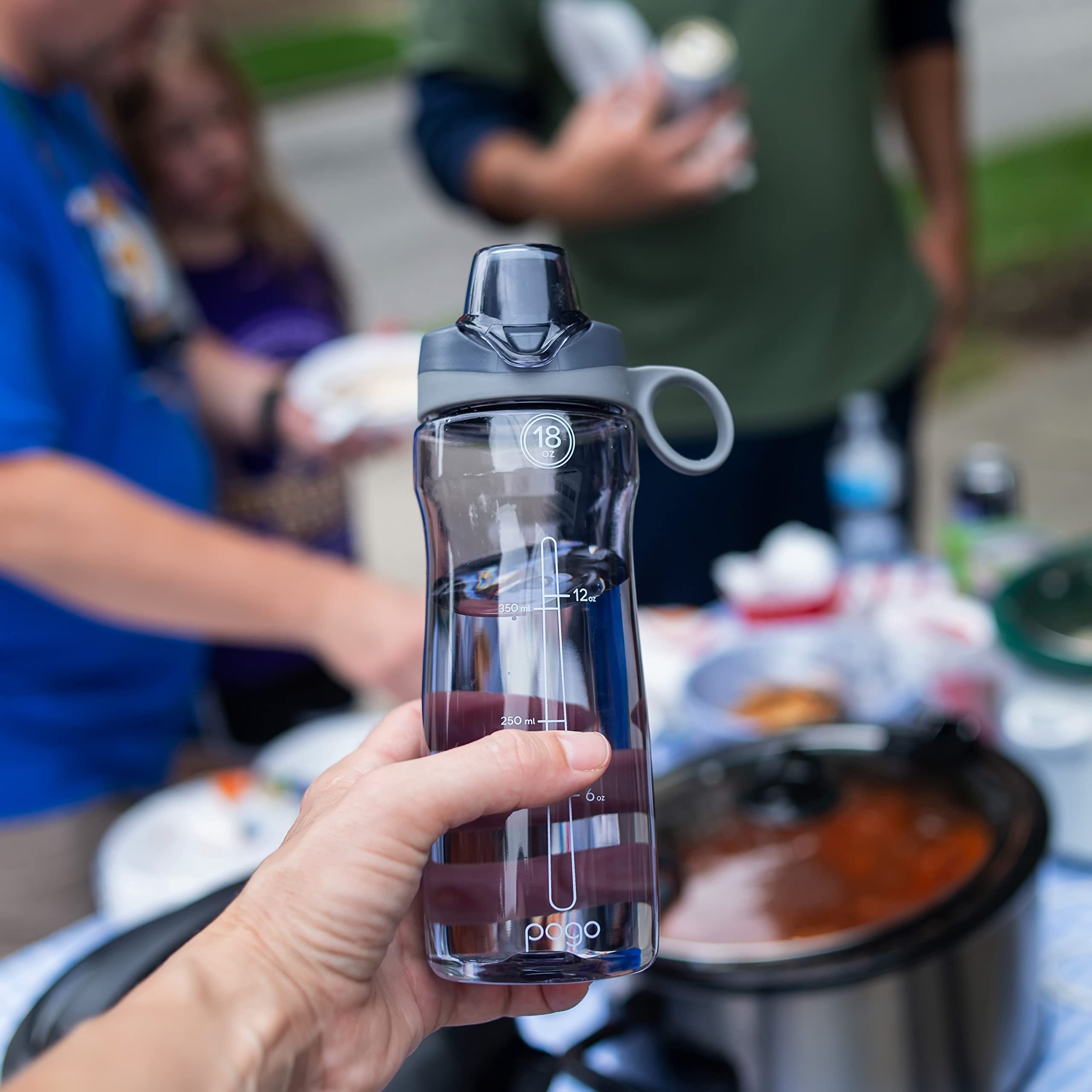 Pogo BPA-Free Tritan Plastic Water Bottle with Chug Lid  18 Oz  Grey