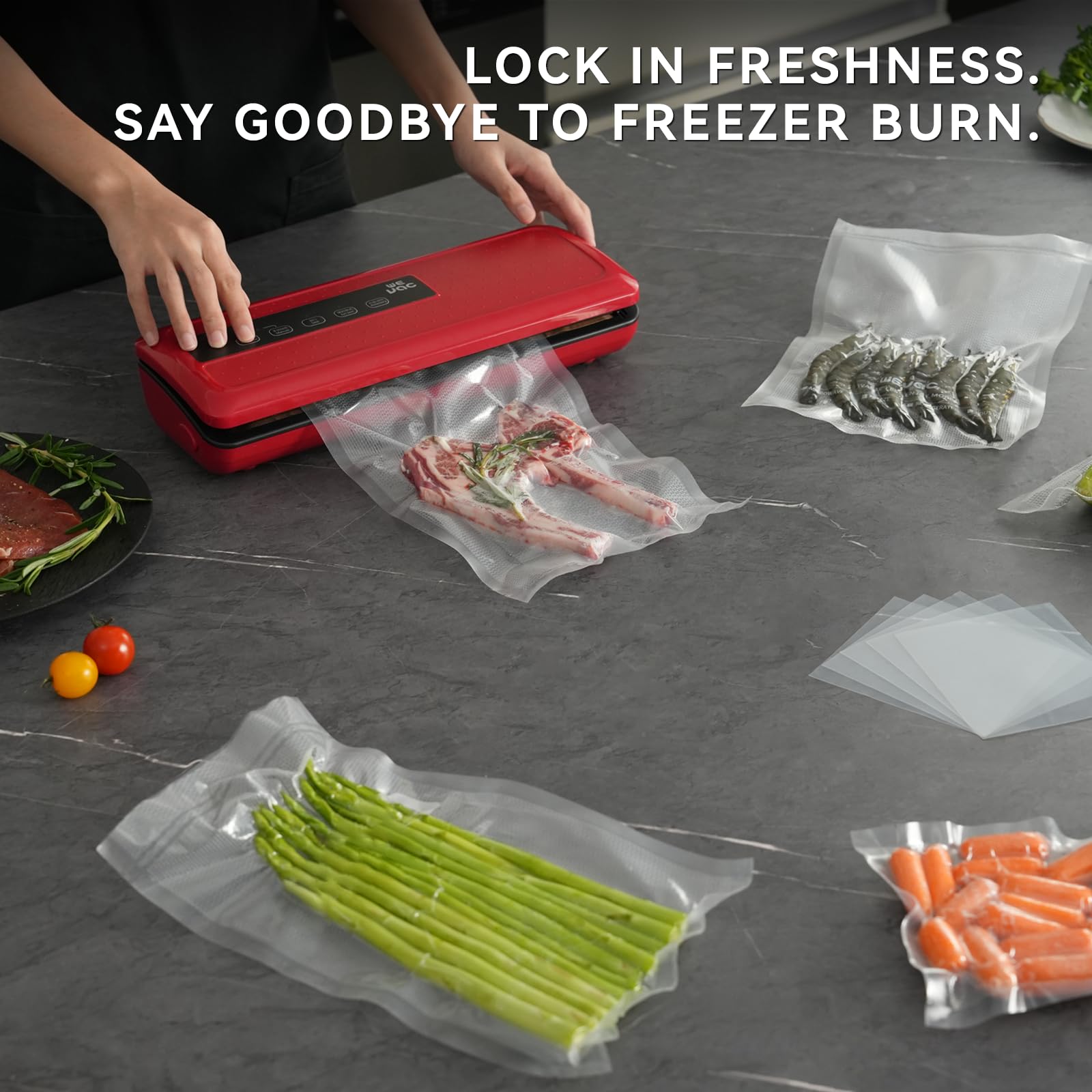 Wevac [2024 New] 8 x 12 100 Count Precut Bags, Vacuum Sealer Bags for Food, Great for Food Storage, Sous Vide and Meal Prep, Lit