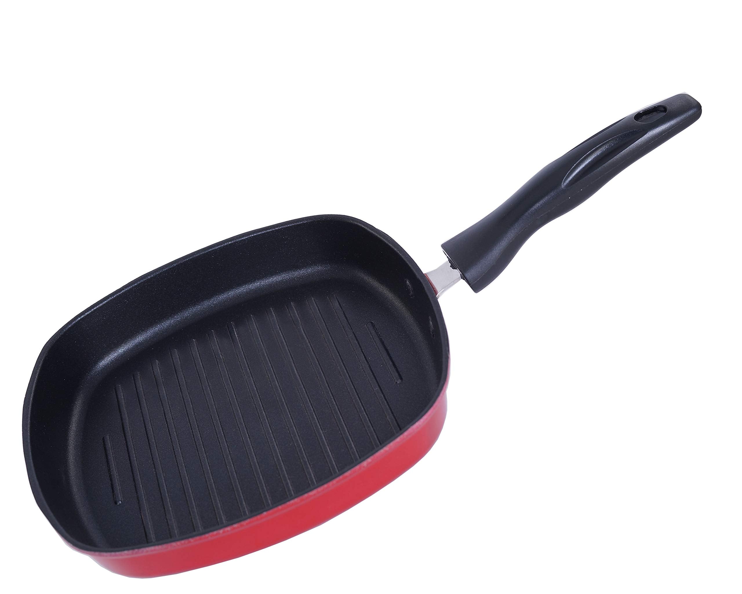 Nirlon Non Stick Aluminium Square Grill Pan 22.5Cm Gas Stove Compatible Only[3Mm_Clasic_Gp22.5]