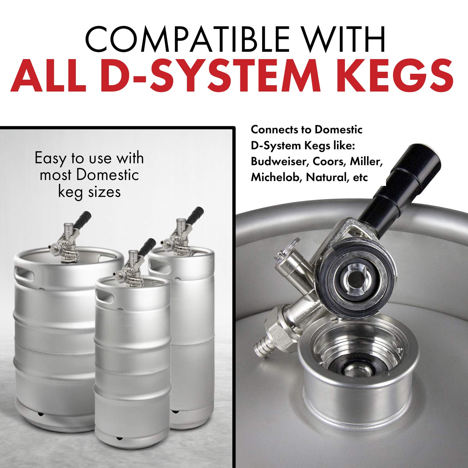 Kegco Kc Kt85D-L Keg Coupler D System, Black
