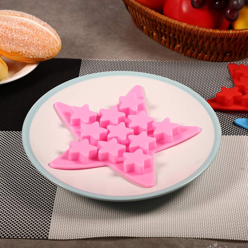 Five Star Shaped Cool Silicone Ice Cube Tray Freeze Maker Tools Club Bar Party Use Making Homemade Cake, Candy, Chocolate, Gummy