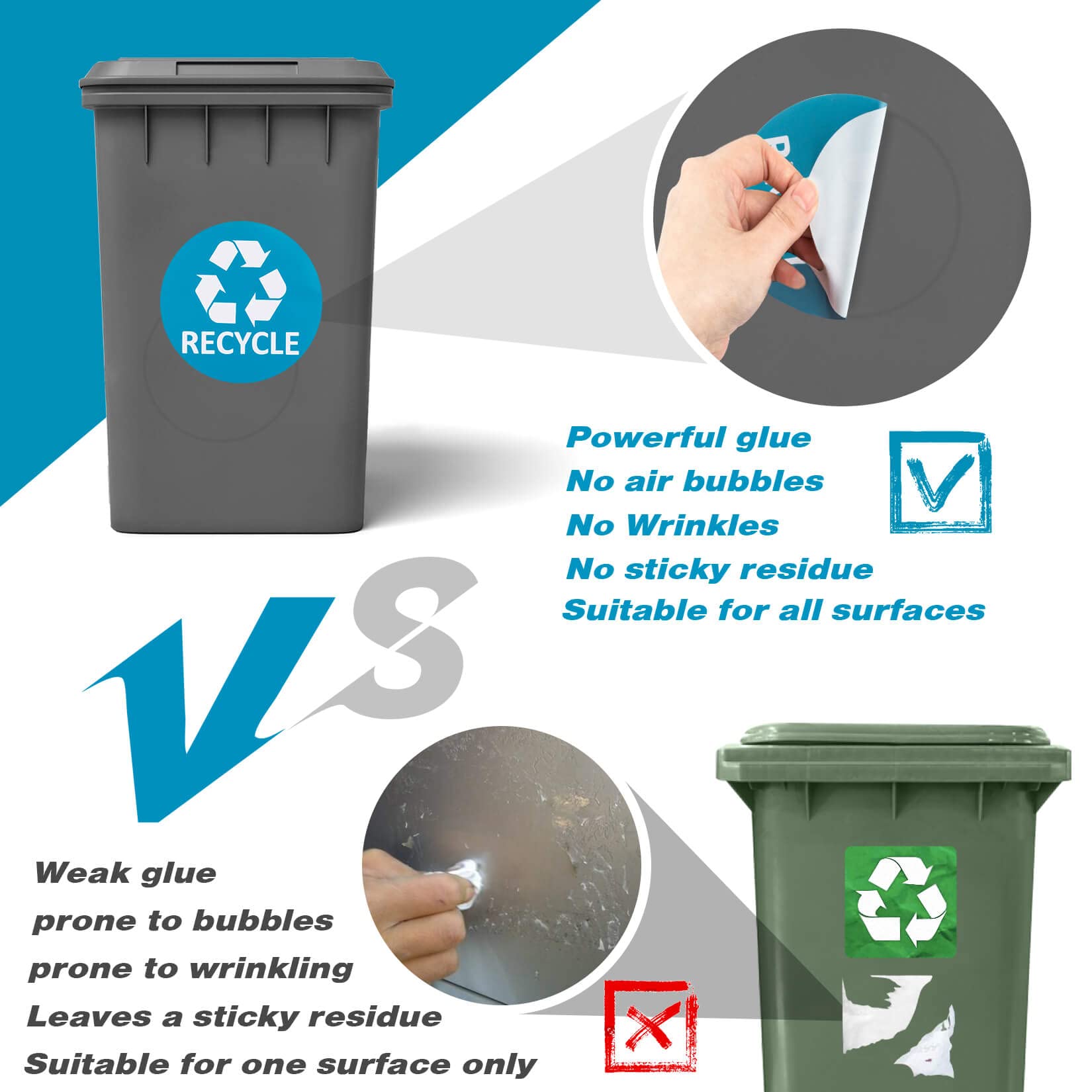 Sukh 6 Pack Recycle Sticker For Trash Can Large Sign Garbage Recycling Sticker Reuse Recycle Vinyl Perfect For Kitchen Necessity