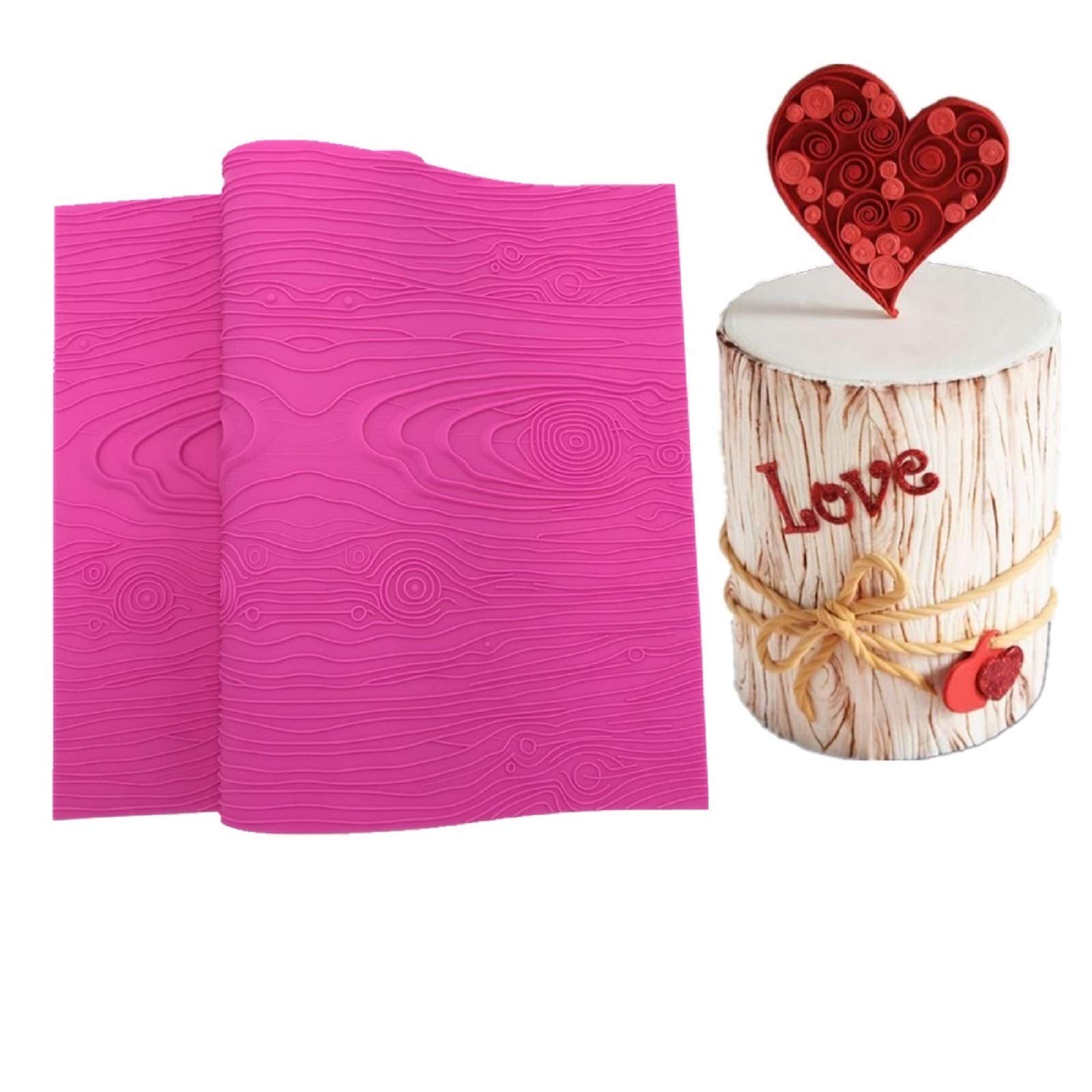 Kulepin Woodgrain Lace Silicone Mold Fondant Wooden Impression Lace Mat Diy For Cake Decorating