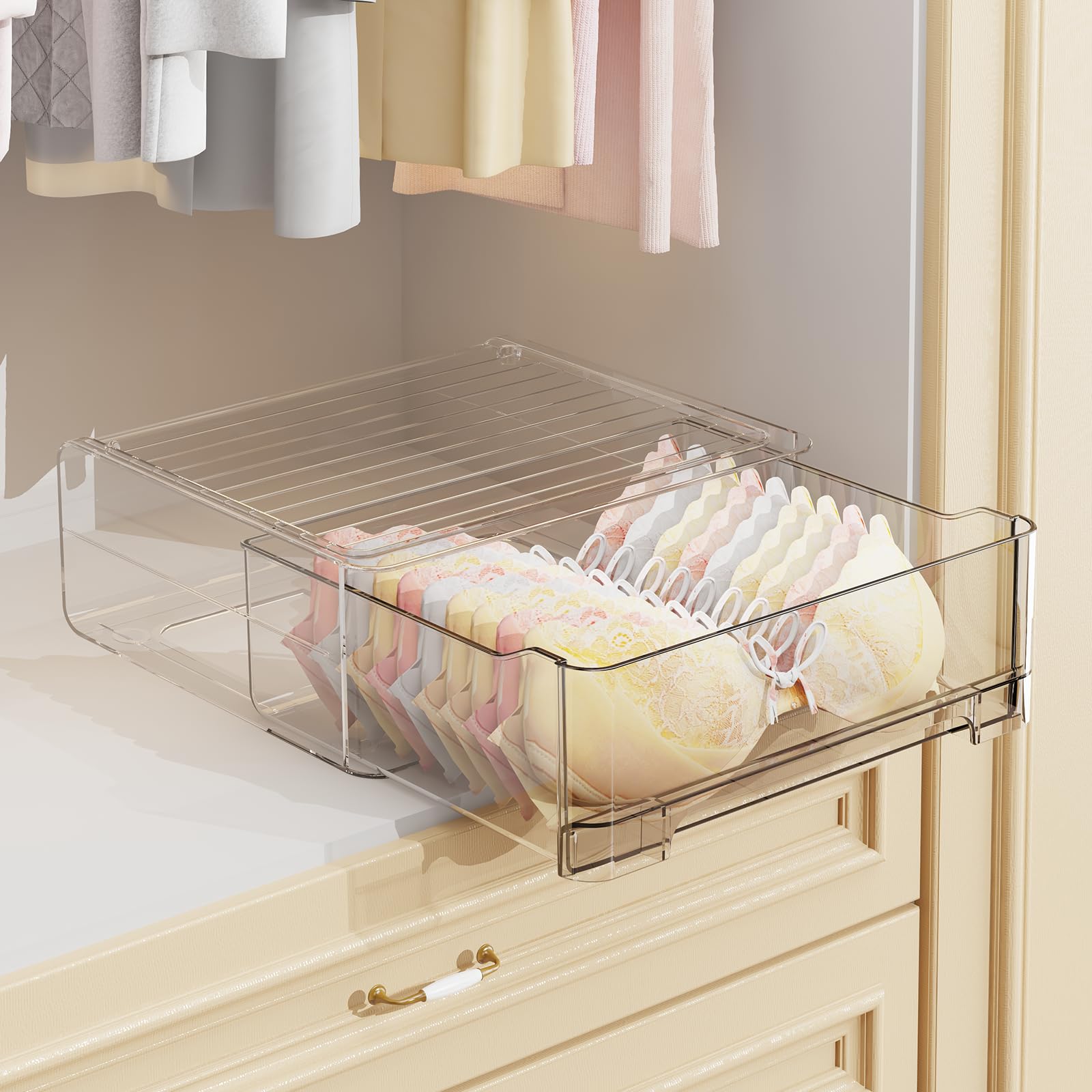 MSHOMELY Bra Organizer for Closet, Bra and Underwear Drawer Organizer, Bra Storage Organizer for Closet, Clear Plastic Underwear