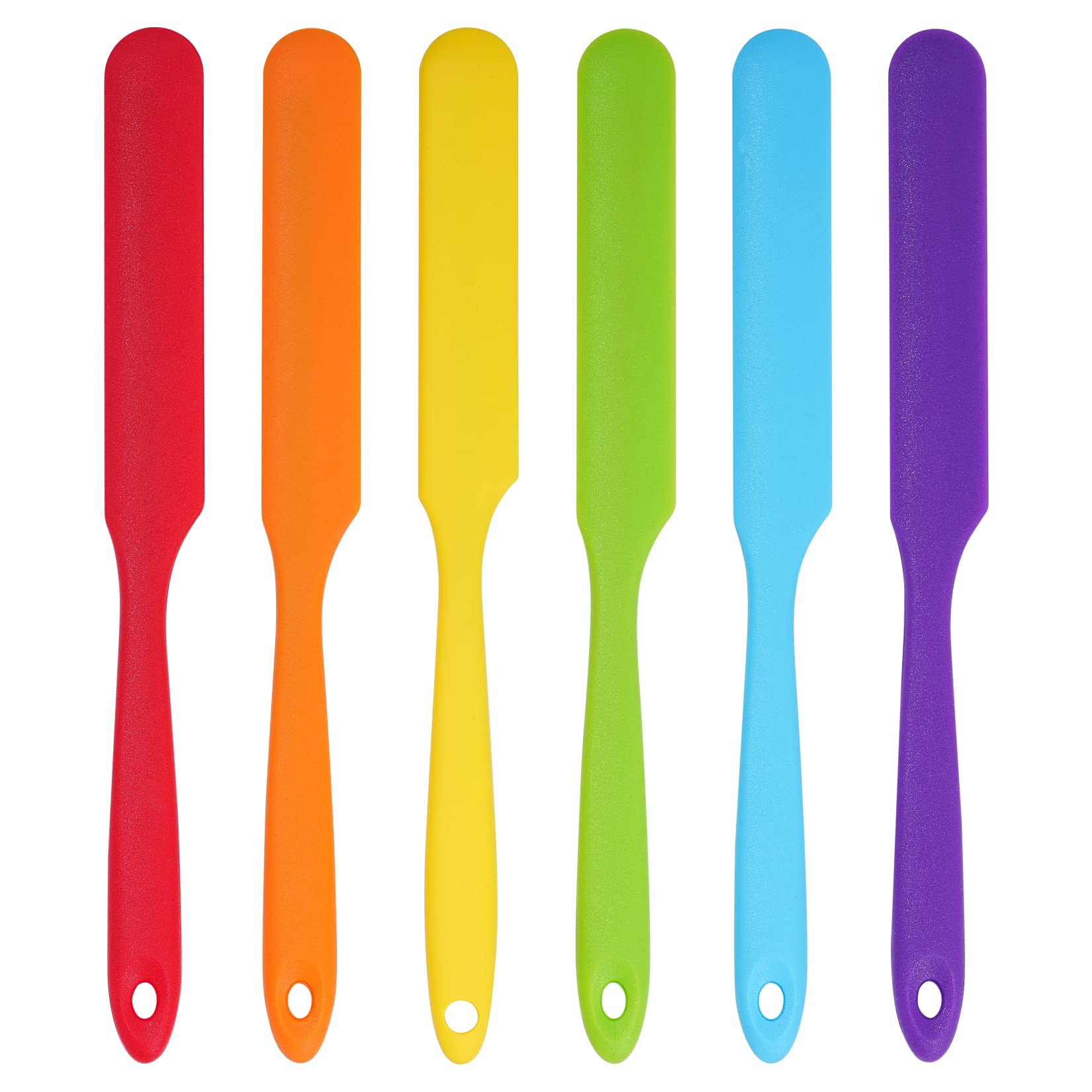 6Pcs Silicone Spatulas Heat Resistant Jar Spatulas Cake Cream Butter Spatulas With Long Handle Non-Stick Kitchen Baking Cooking